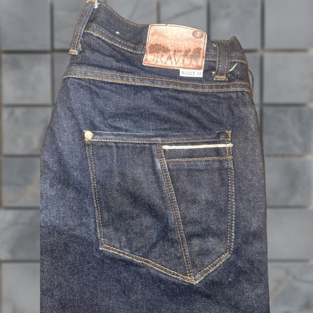 Denime VINTAGE Dravus Jeans Men’s Dark Indigo Red Line Selvedge Raw Denim 32x33 Straight Workwear Handcrafted Size US 32 / EU 48 - 1 Thumbnail