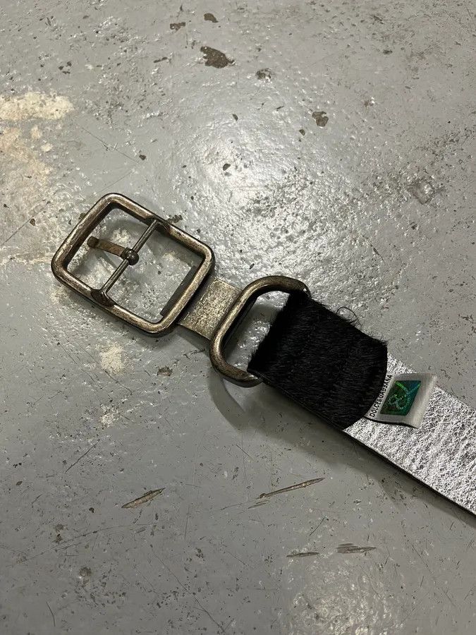 Dolce & Gabbana 2000s Dolce & Gabbana Pony Hair Black Leather Belt Size ONE SIZE - 8 Thumbnail