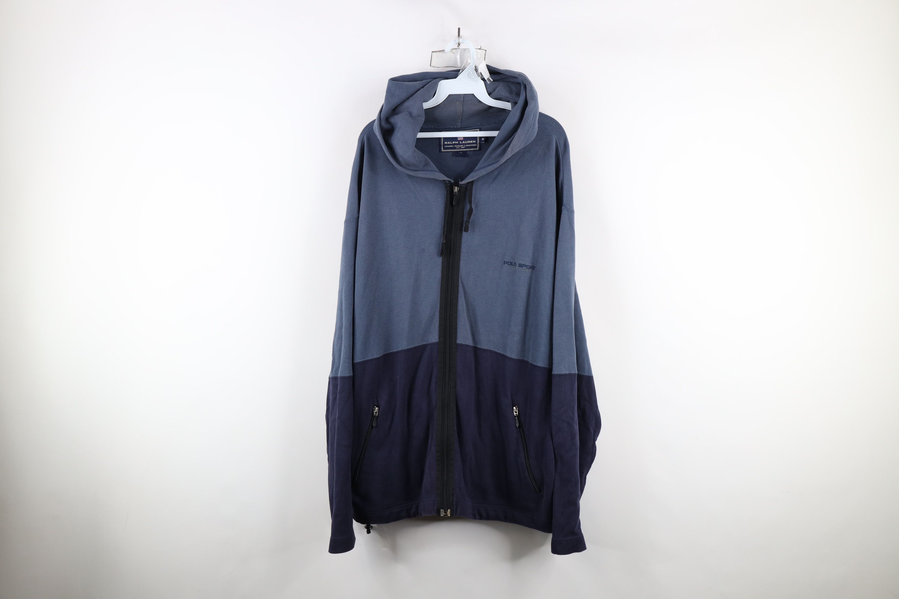 Ralph Lauren × Vintage Vintage 90s Polo Sport Ralph Lauren Block Full Zip Hoodie Size US XL / EU 56 / 4 - 1 Thumbnail