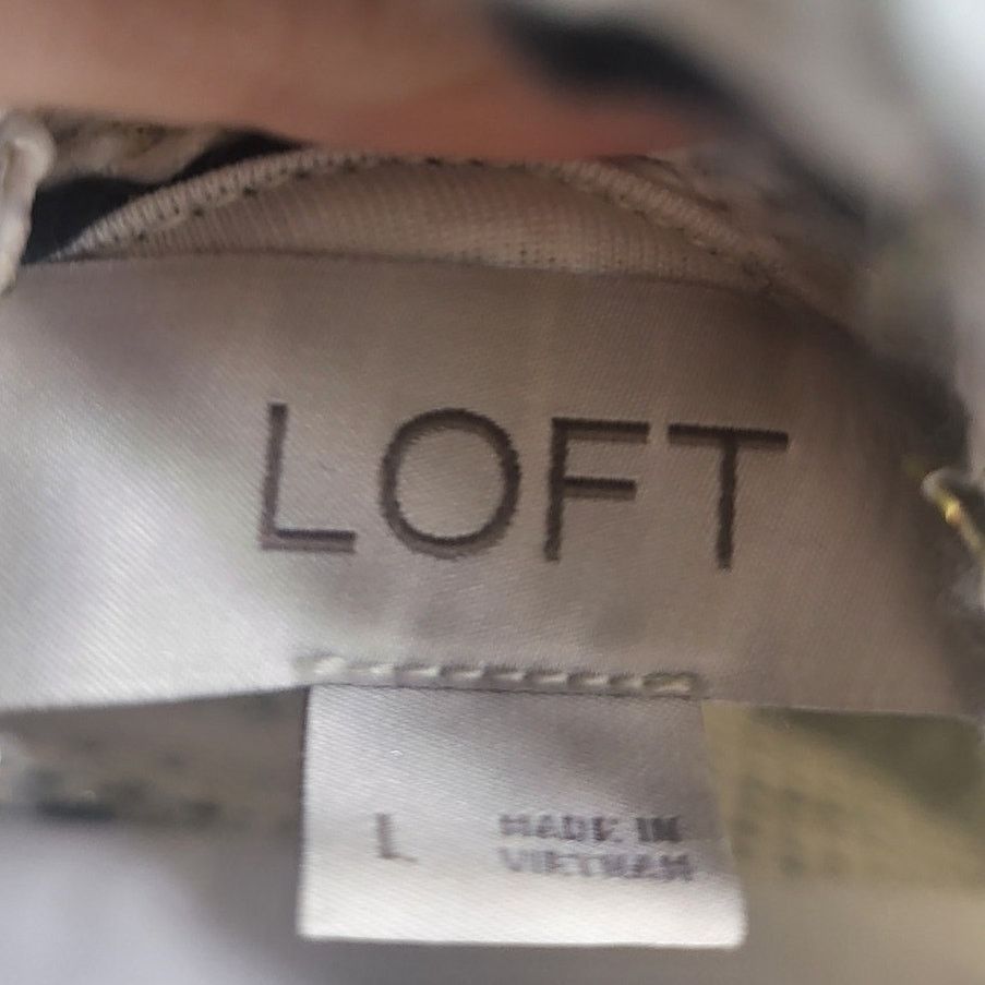 Loft Loft White w/ Black & Metallic Gold Cowl Neck Sweater - L Size L / US 10 / IT 46 - 4 Thumbnail
