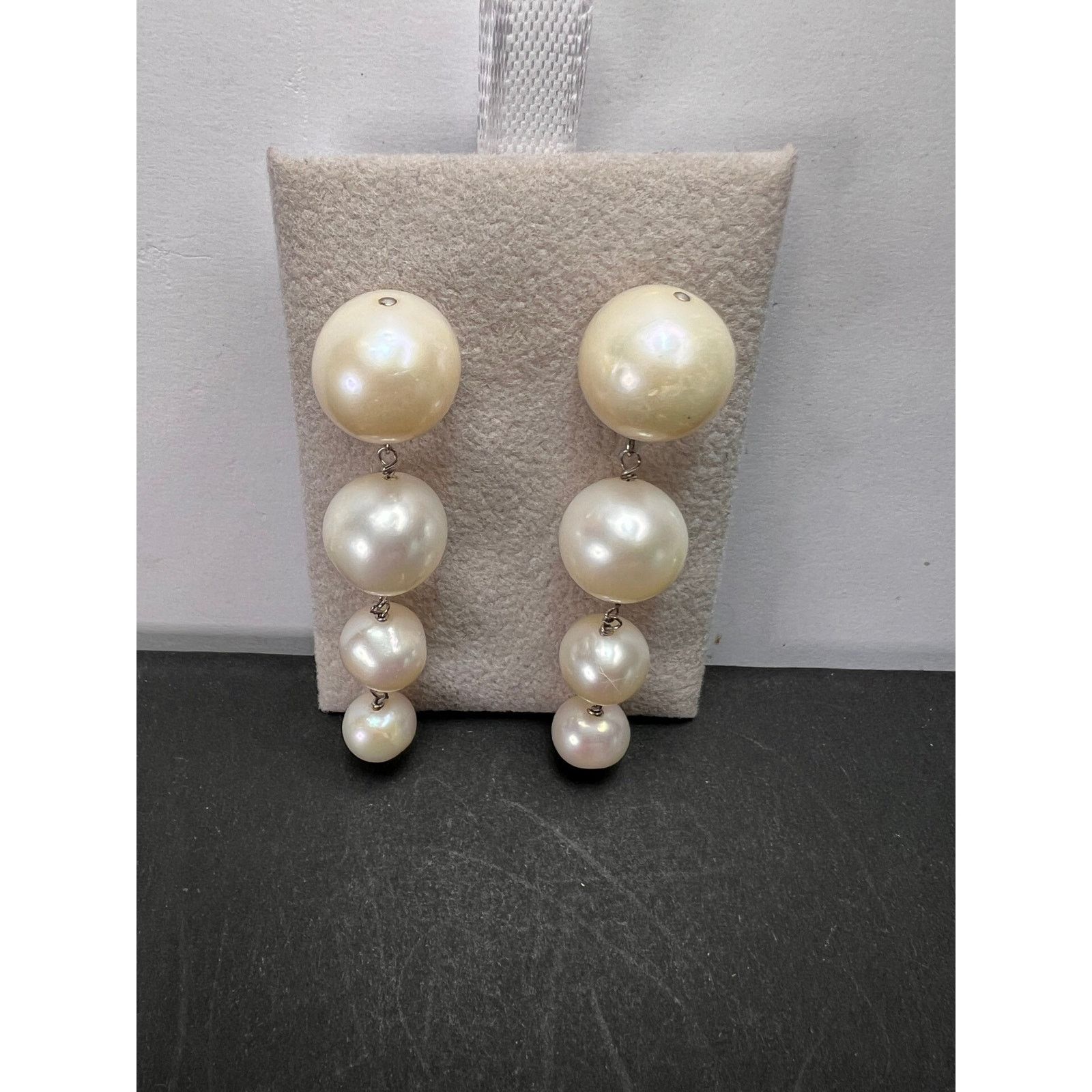 Other Graduated dangling pearl earrings in sterling silver Size ONE SIZE - 8 Thumbnail