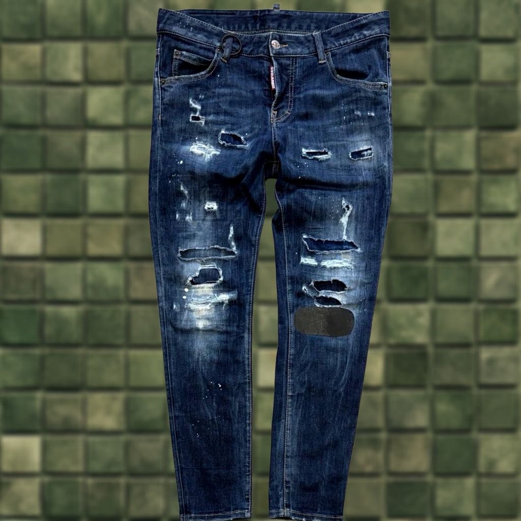 Dsquared2 Dsquared2 Jeans Distressed Paint Splatter Slim Fit Size 38 Womens Blue Skinny Jeans Size 26" / US 2 / IT 38 - 1 Thumbnail