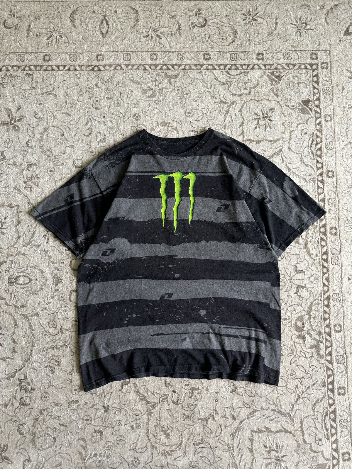 Vintage Vintage Monster Energy Number One Damian Striped Tee y2k 90s Size US XL / EU 56 / 4 - 1 Thumbnail