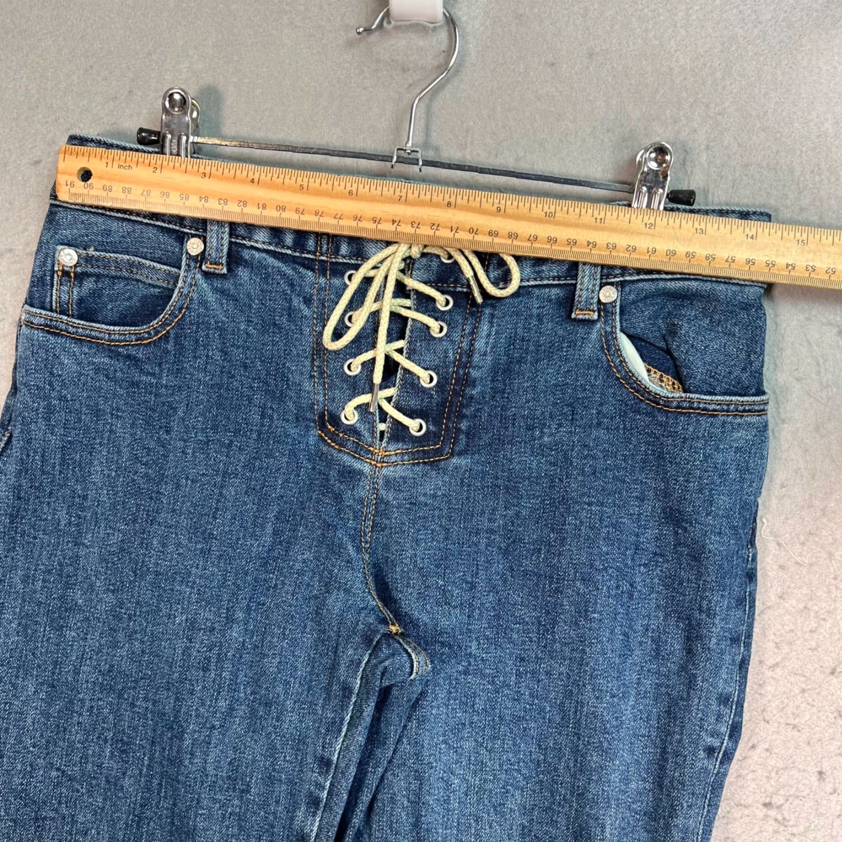 Vintage Lagua Gem Womens Jeans Blue Denim Lace-Up Front Flare Size 26 Size 26" / US 2 / IT 38 - 5 Thumbnail