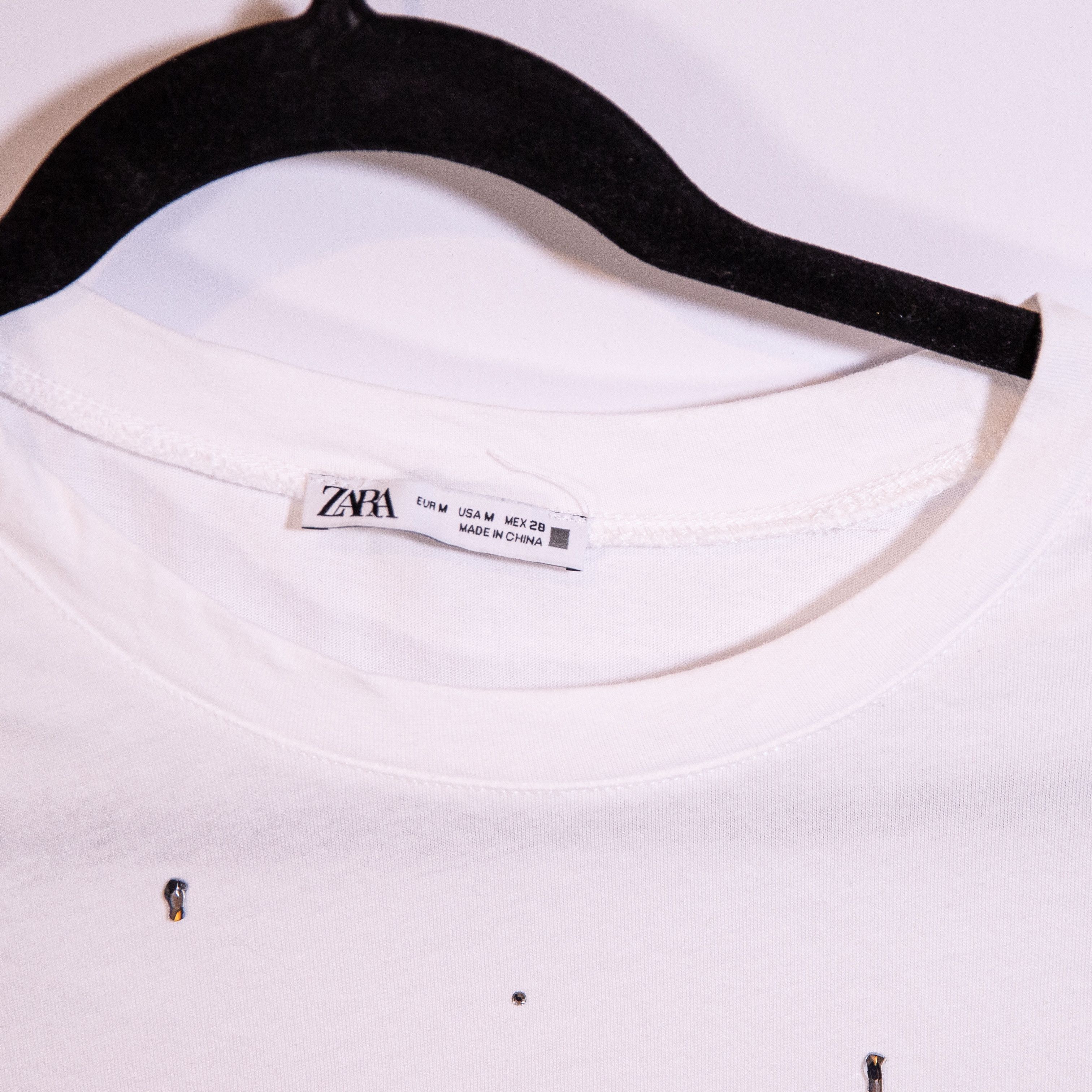 Zara Zara Cotton Crew Neck Short Sleeve Crystal Size M / US 6-8 / IT 42-44 - 2 Thumbnail