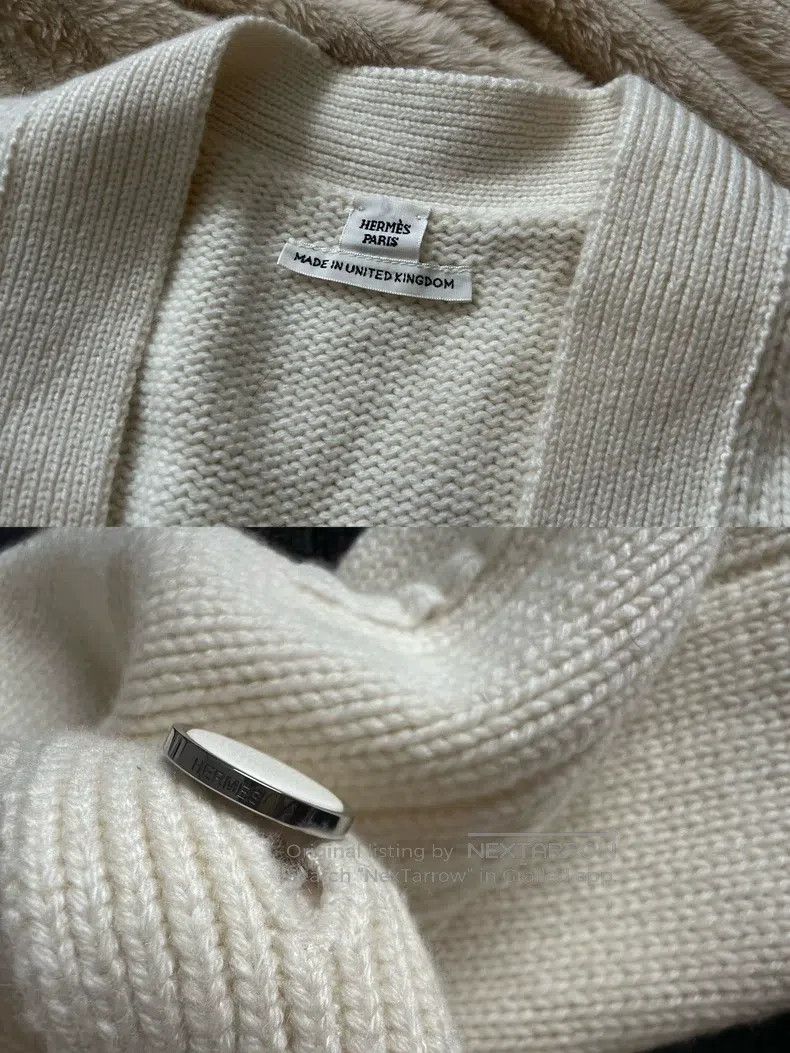 Hermes Hermes Open cardigan pure cashmere, white sweater Size XS / US 0-2 / IT 36-38 - 8 Thumbnail