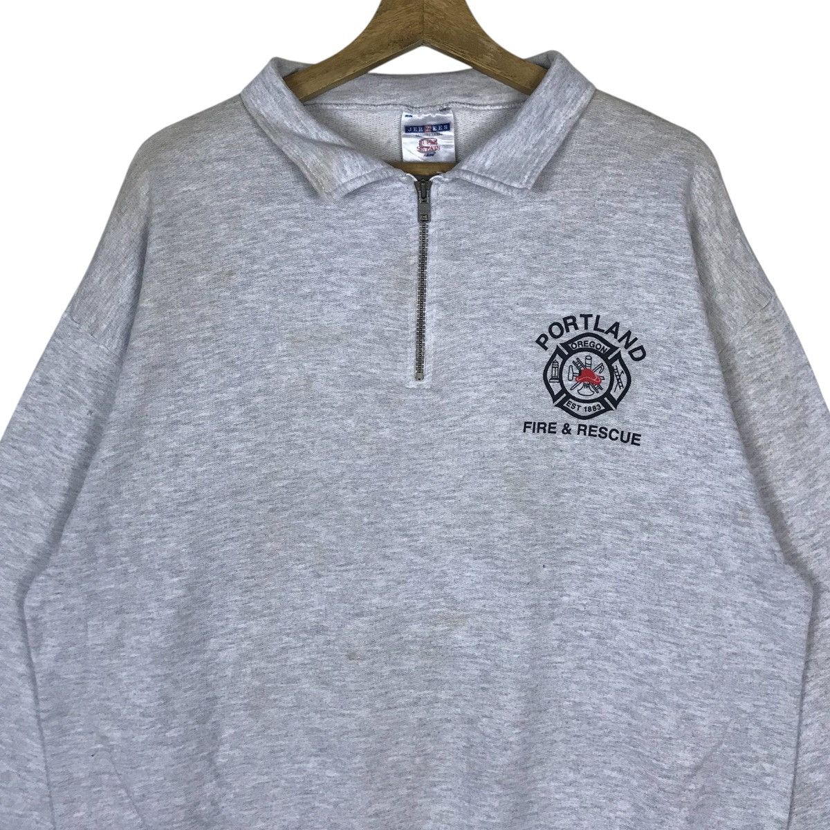 Jerzees Vintage Jerzees Portland Fire & Rescue Pullover Jumper Size US L / EU 52-54 / 3 - 2 Thumbnail