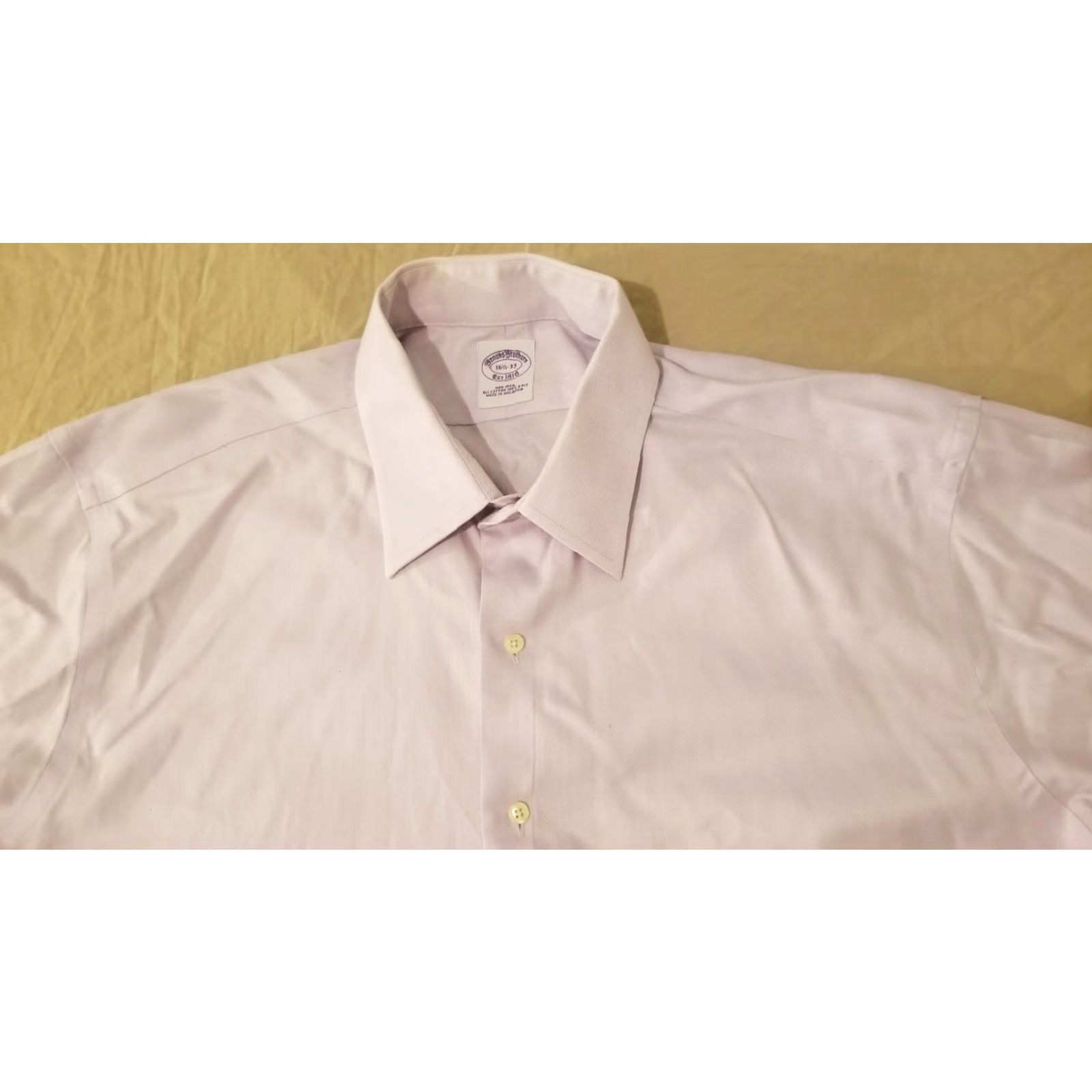 Brooks Brothers Mens Brooks Brothers Dress Shirt 16 1/2 Purple Cotton Button Shirt Size 42R - 3 Thumbnail