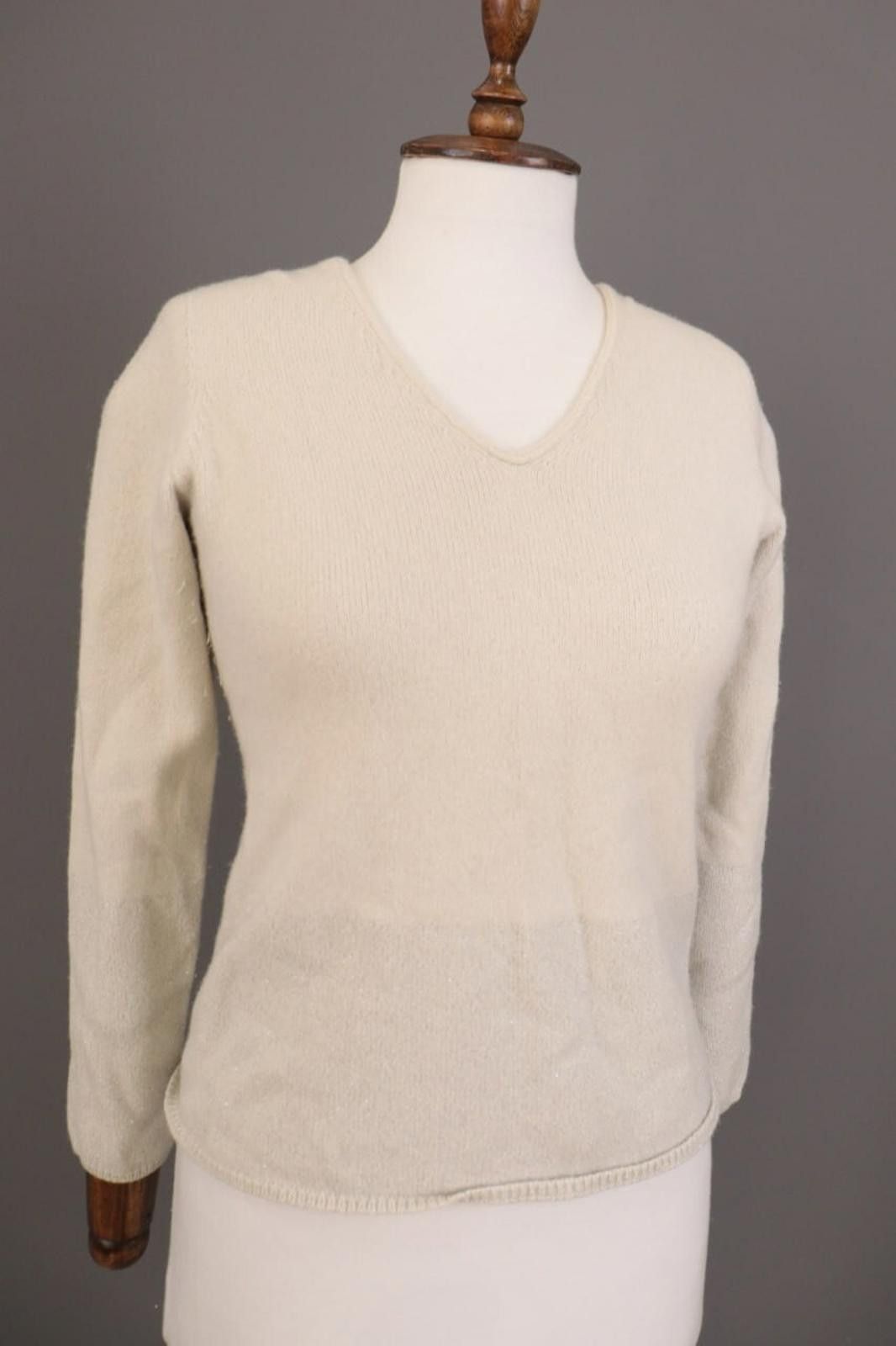 Designer Le Tricot Perugia Beige Wool Silk Knit Sweater Size M Size M / US 6-8 / IT 42-44 - 4 Thumbnail