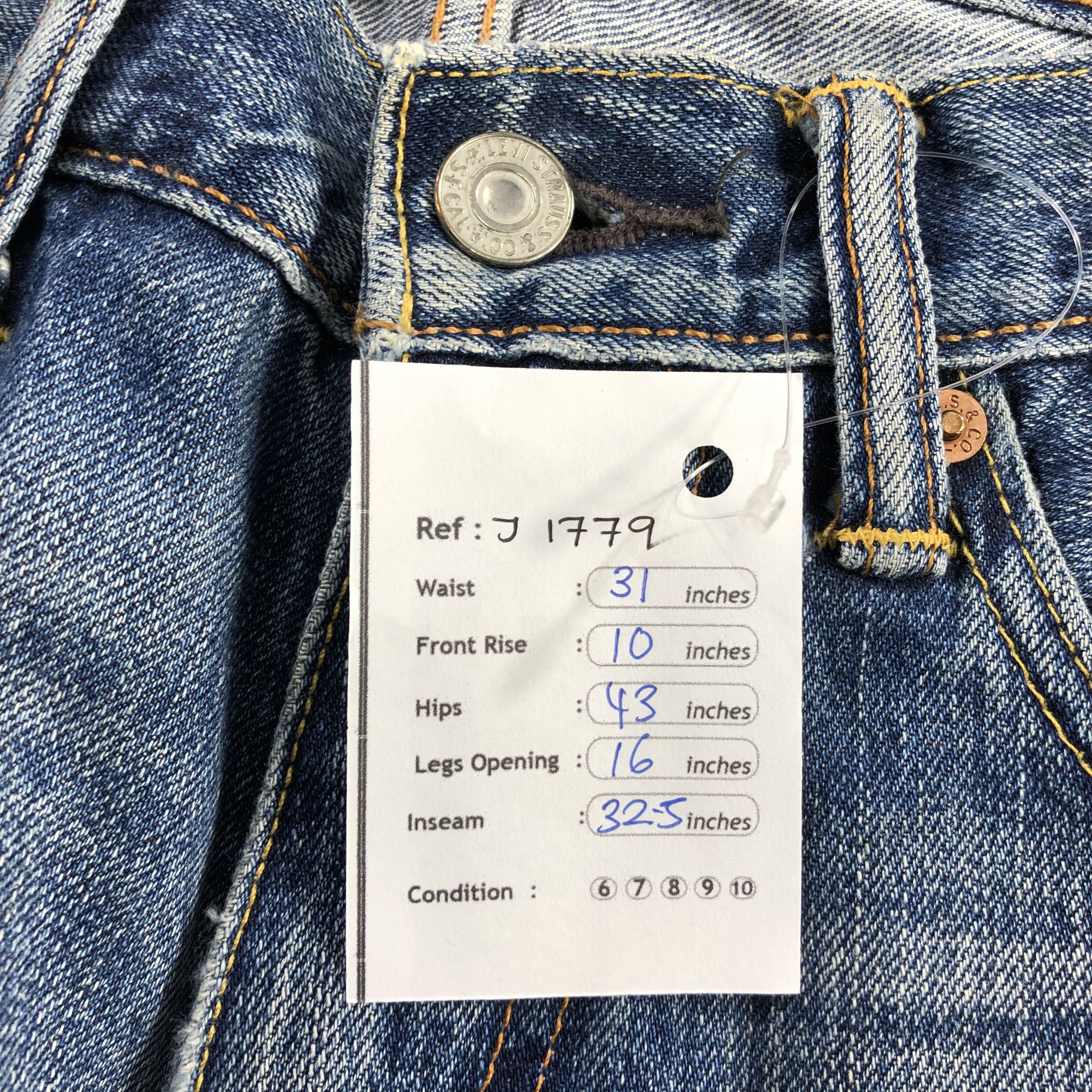Levi's Vintage Blue Wash Levis 503 Jeans-J1779 Size US 31 - 17 Thumbnail