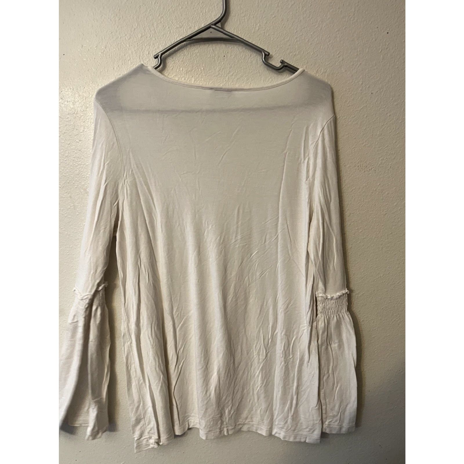 Saks Fifth Avenue Saks Fifth Avenue Blouse Shirt Bell Sleeve White Solid XL Womens Vintage 90s Hippie Classic Nautical Preppy Designer Basic Casual Workwear Size XL / US 12-14 / IT 48-50 - 3 Thumbnail