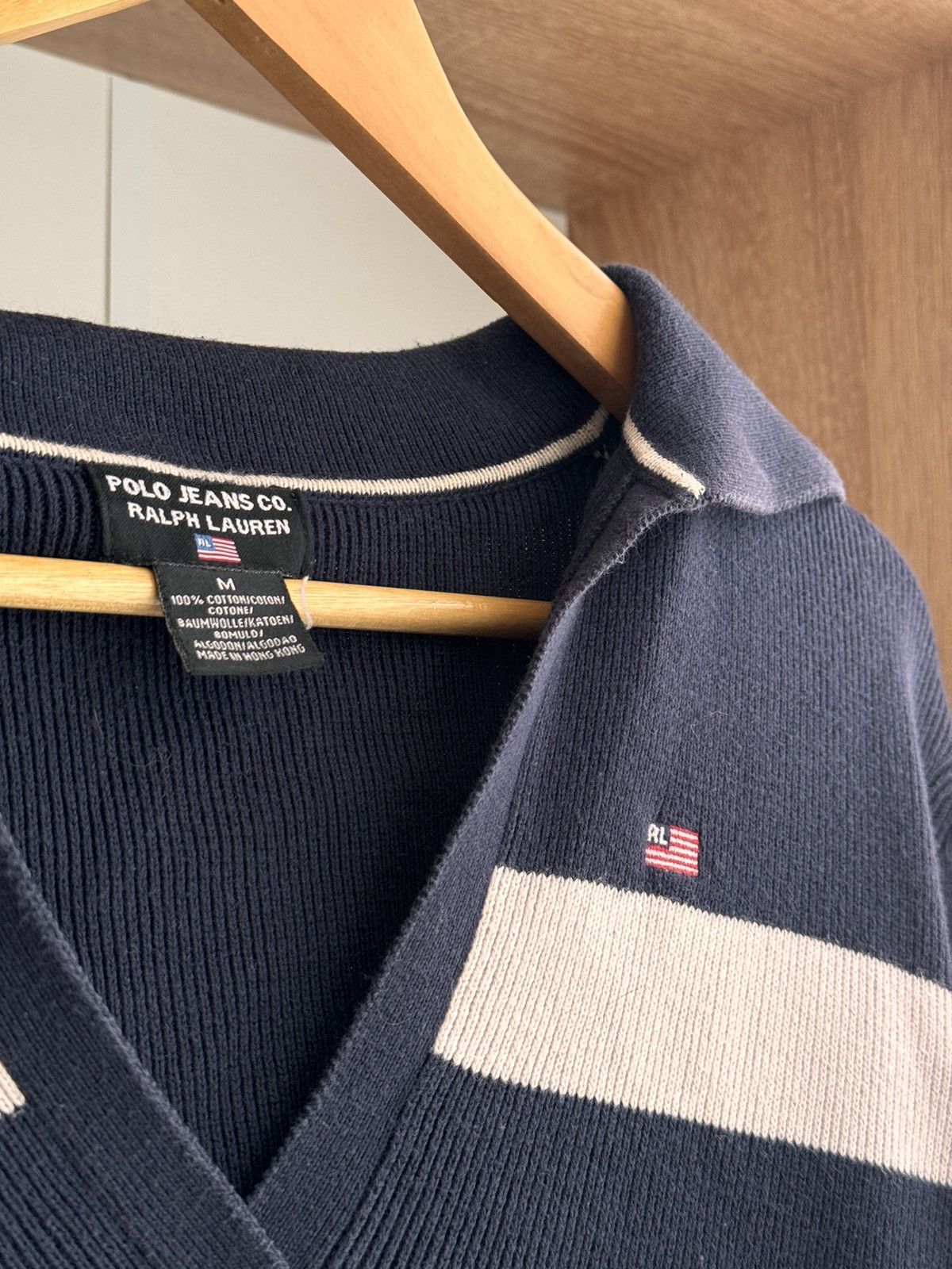 Polo Ralph Lauren × Vintage Vintage Polo Ralph Lauren Ribbed Knit Black 1/4 Sweater Size M / US 6-8 / IT 42-44 - 6 Thumbnail