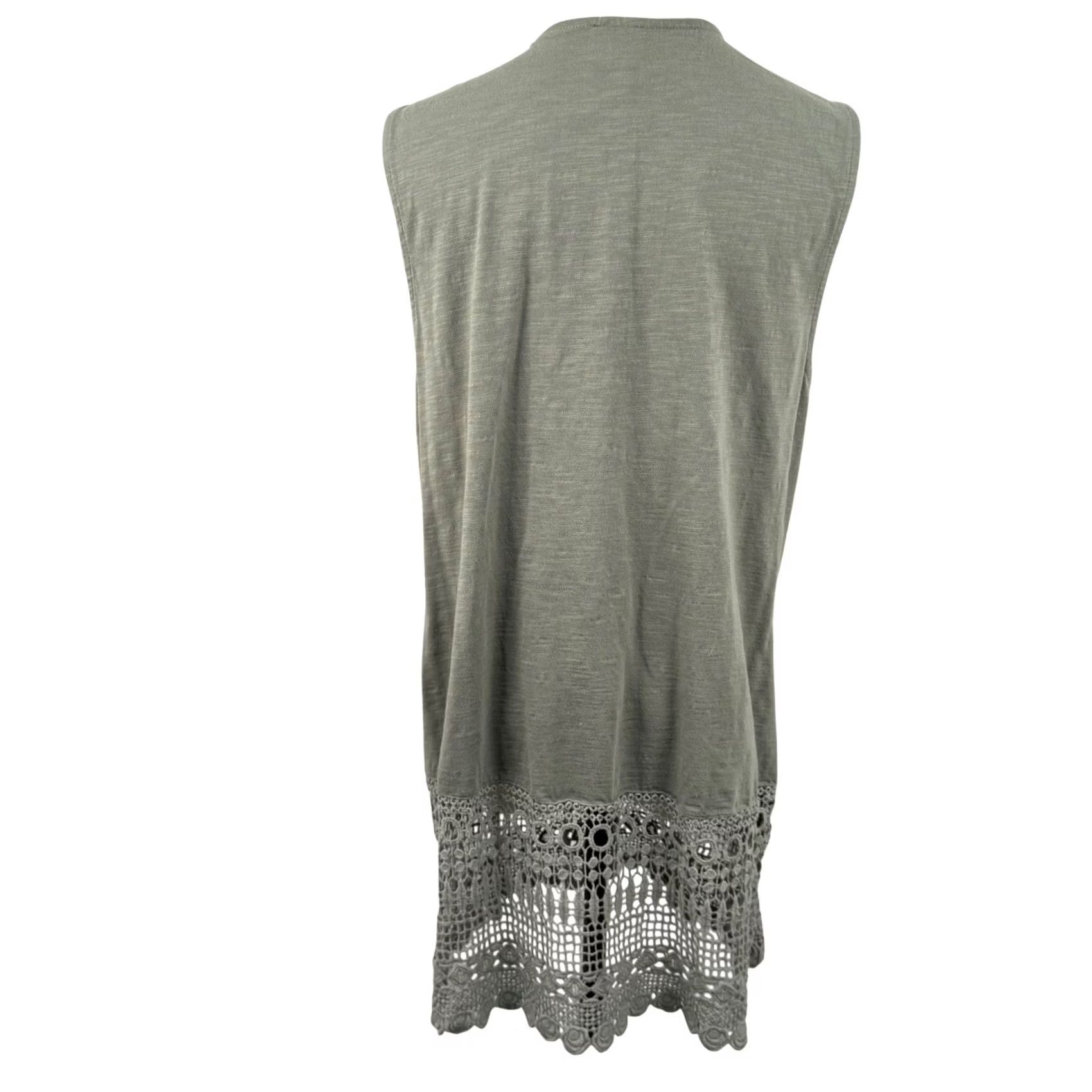 Vintage Chico Georgianna Easywear Vest 2 L Cotton Crochet Lace Hem Boho Slub Cottagecore Size L / US 10 / IT 46 - 2 Thumbnail