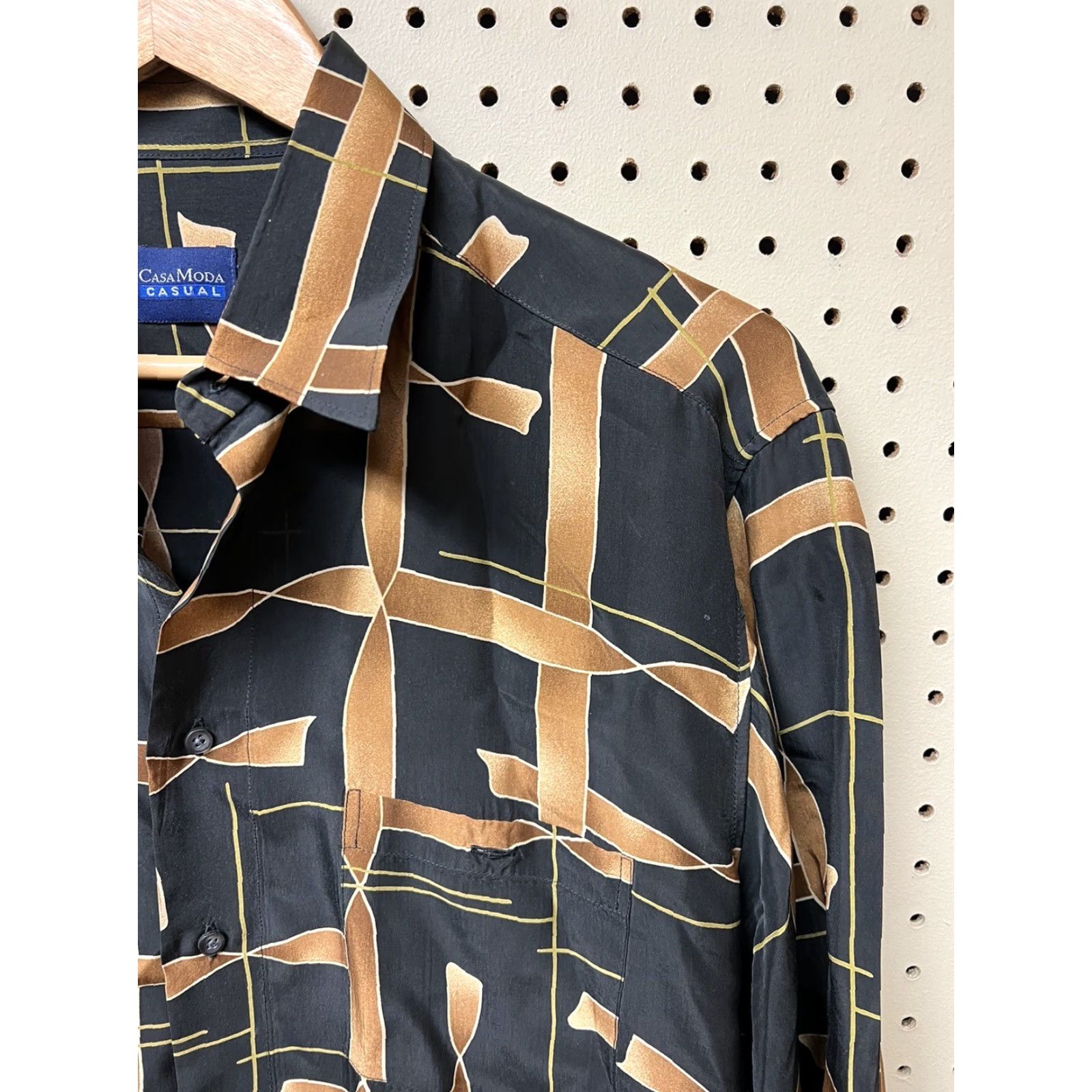 Vintage VINTAGE Casa Moda Mens Shirt M Brown Black Striped Button-Up Rayon Cotton Size US M / EU 48-50 / 2 - 3 Thumbnail