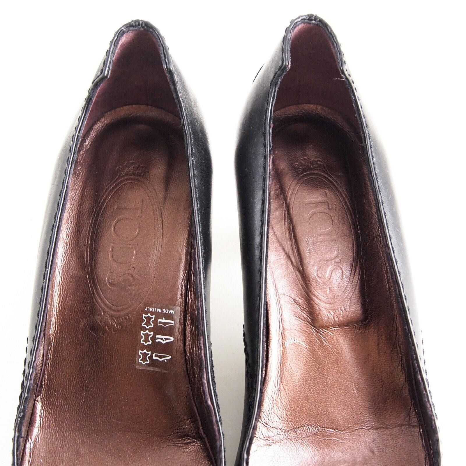 Tod's Tod's Mid Heel Pumps Black Leather Suede US 7 EU 37 $620 Size US 7 / IT 37 - 5 Thumbnail