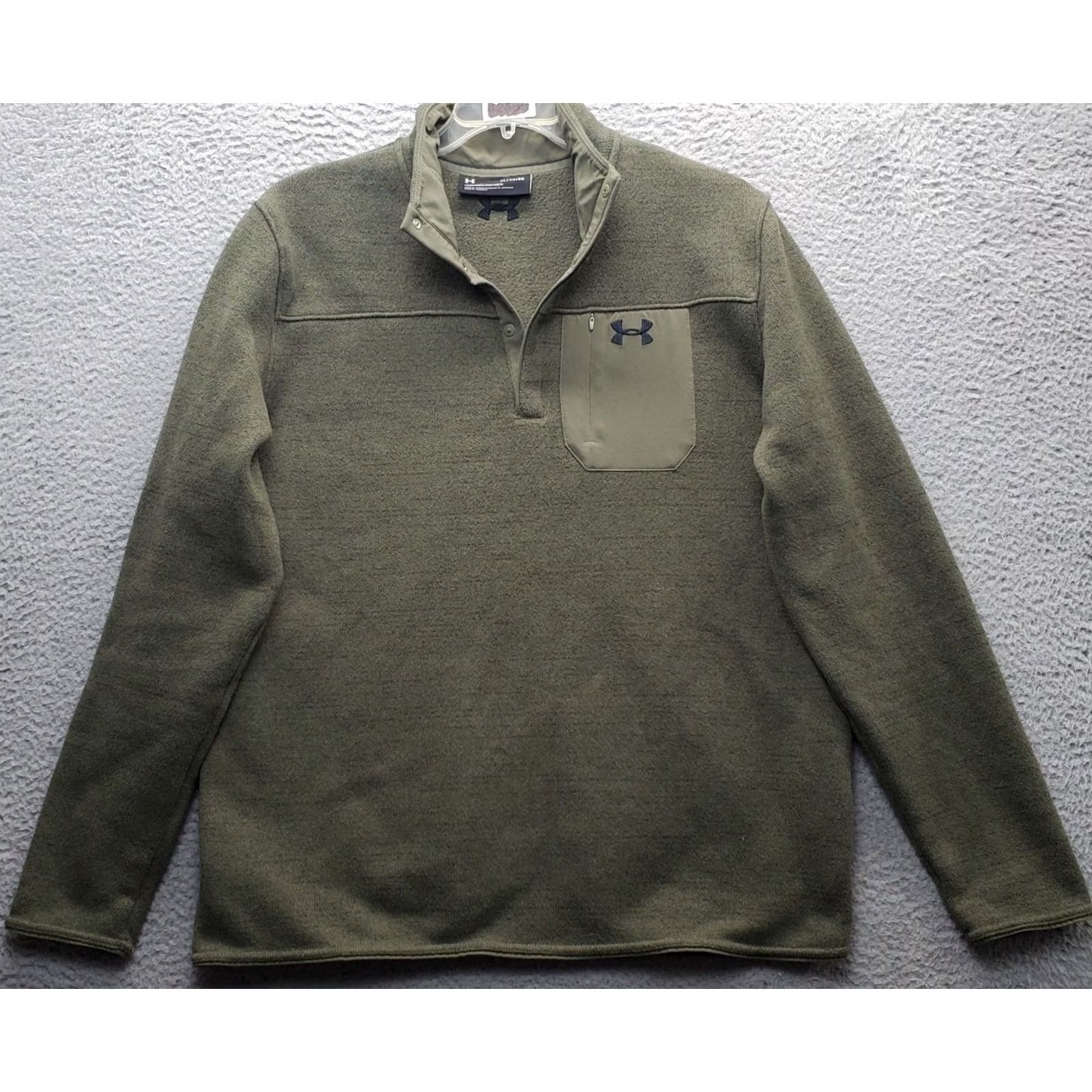 Under Armour Under Armour Mens Sweatshirt XL Green Fleece Lined Loose Fit Quarter Snap Front Pullover Size US XL / EU 56 / 4 - 2 Thumbnail