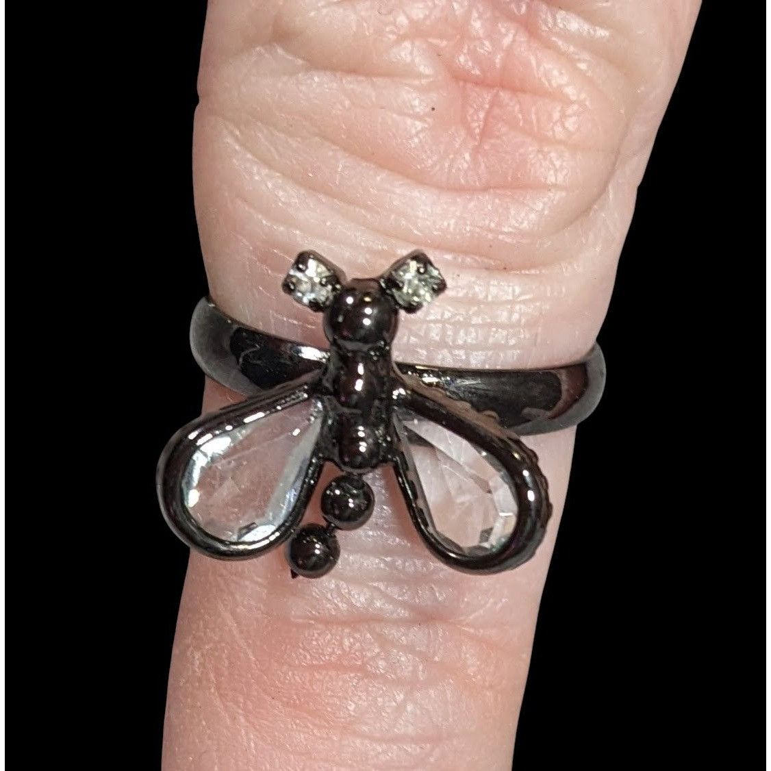 Other Whimsygoth Fairycore Black Dragonfly Adjustable Ring With Cl Size ONE SIZE - 2 Thumbnail