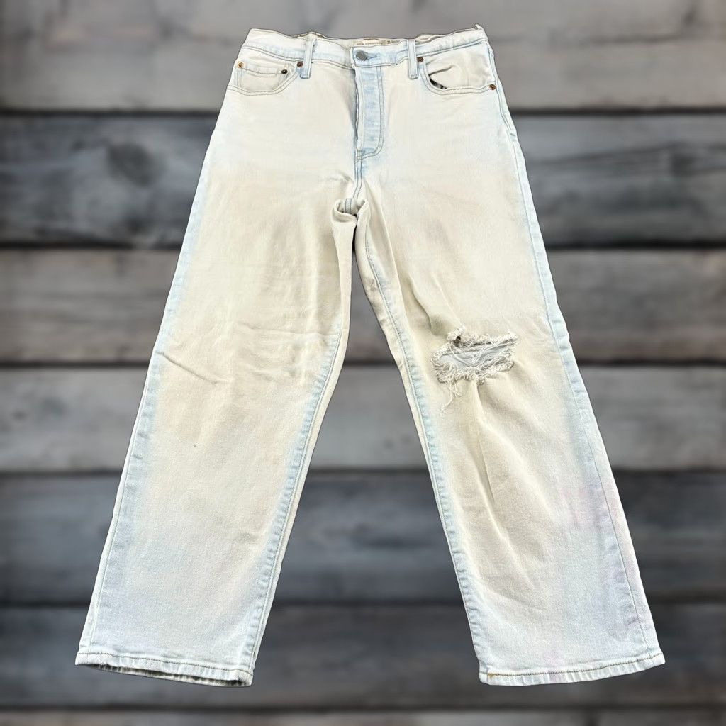 Levi's Levi's Jeans 31x27 Blue Light Wash Distressed 501 Ribcage Ankle Womens Regular Cotton Lyosil Versatile 80s 90s Retro Size 24" / US 00 / IT 34 - 1 Thumbnail