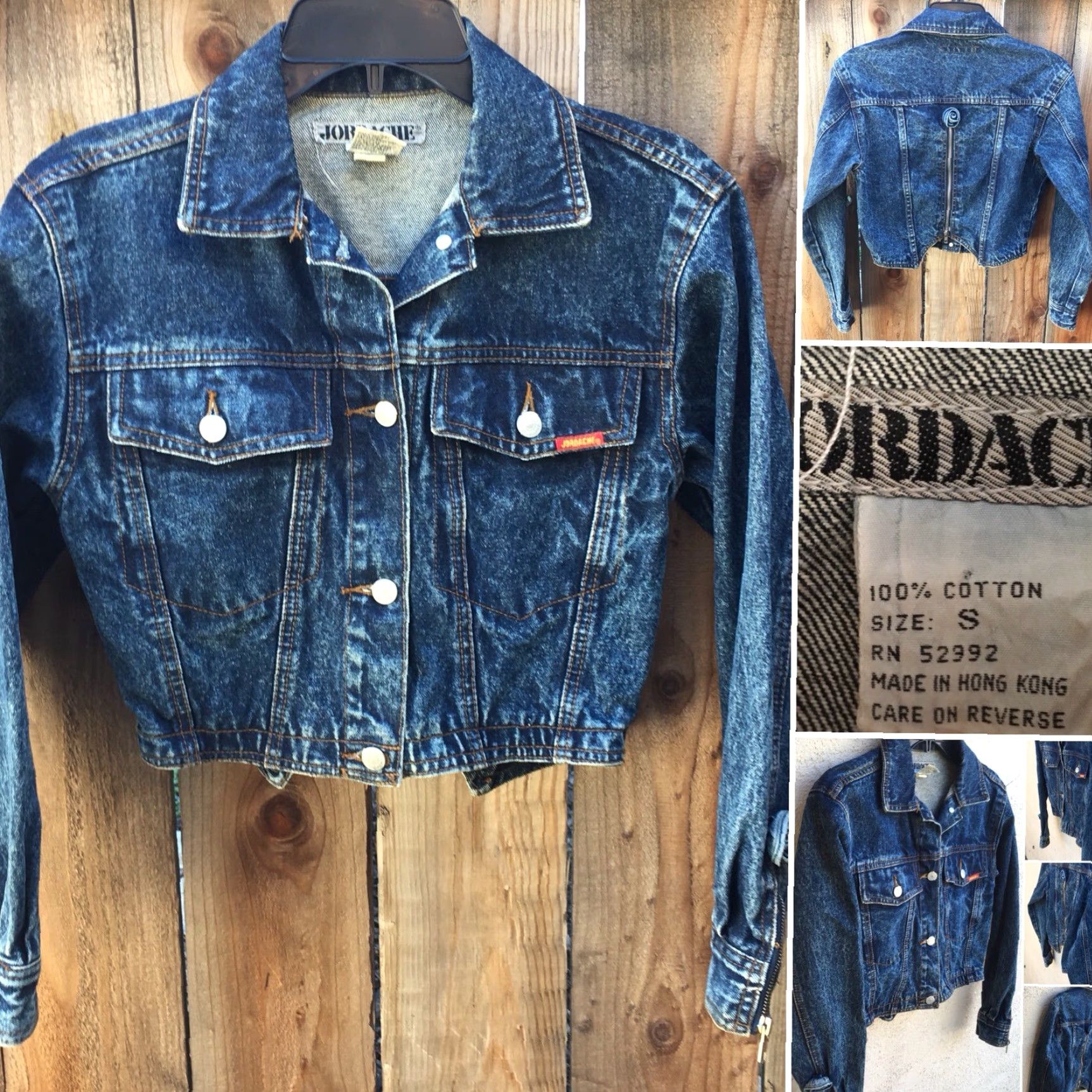 Jordache VINTAGE Jordache Denim Jacket Cropped Zipper Back Flowers Acid Wash Denim S 1980s Blue Womens Size S / US 4 / IT 40 - 2 Thumbnail