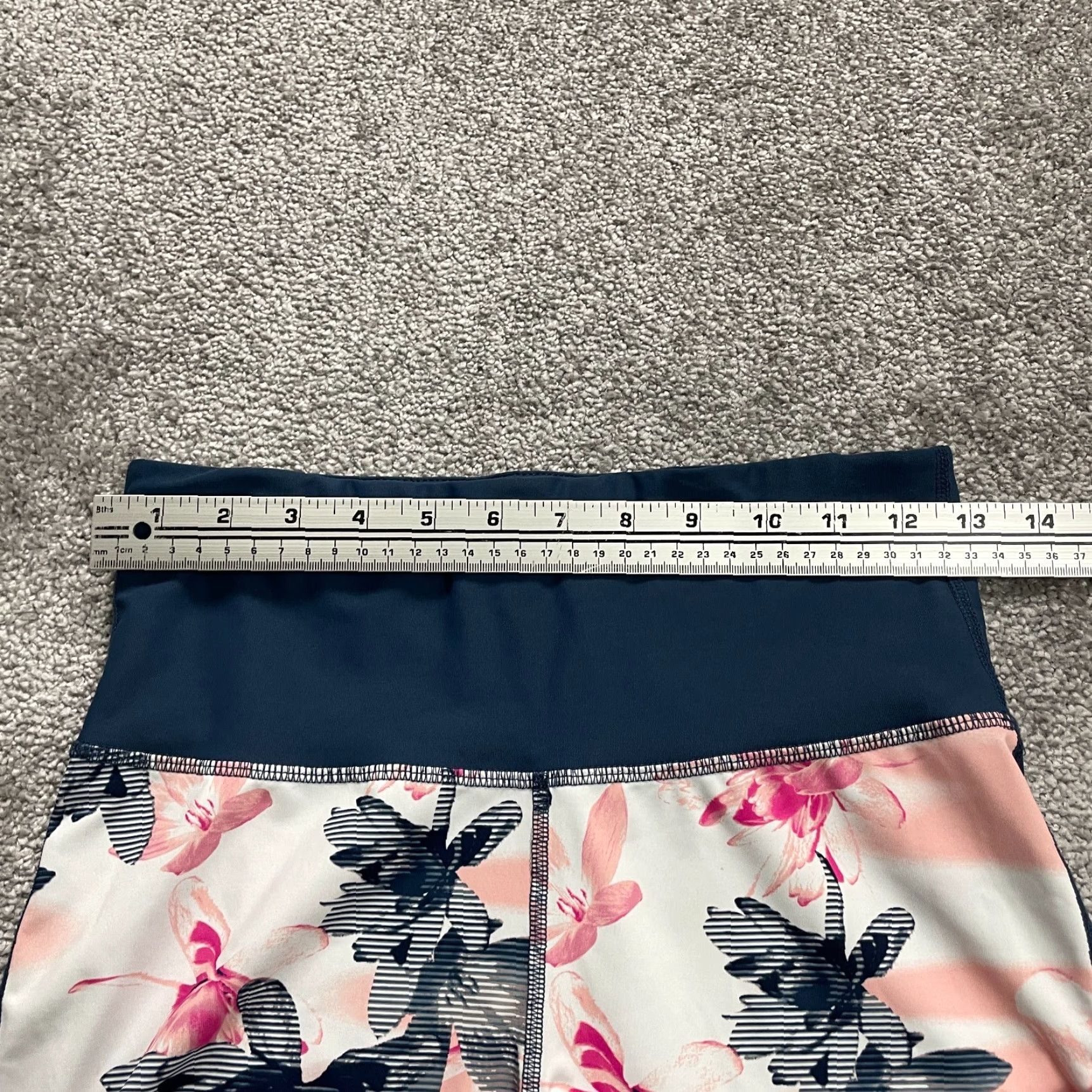 Vintage Xersion Compression Leggings Womens S Blue Floral Athletic Gym Running 26x24 Size 28" / US 6 / IT 42 - 6 Thumbnail