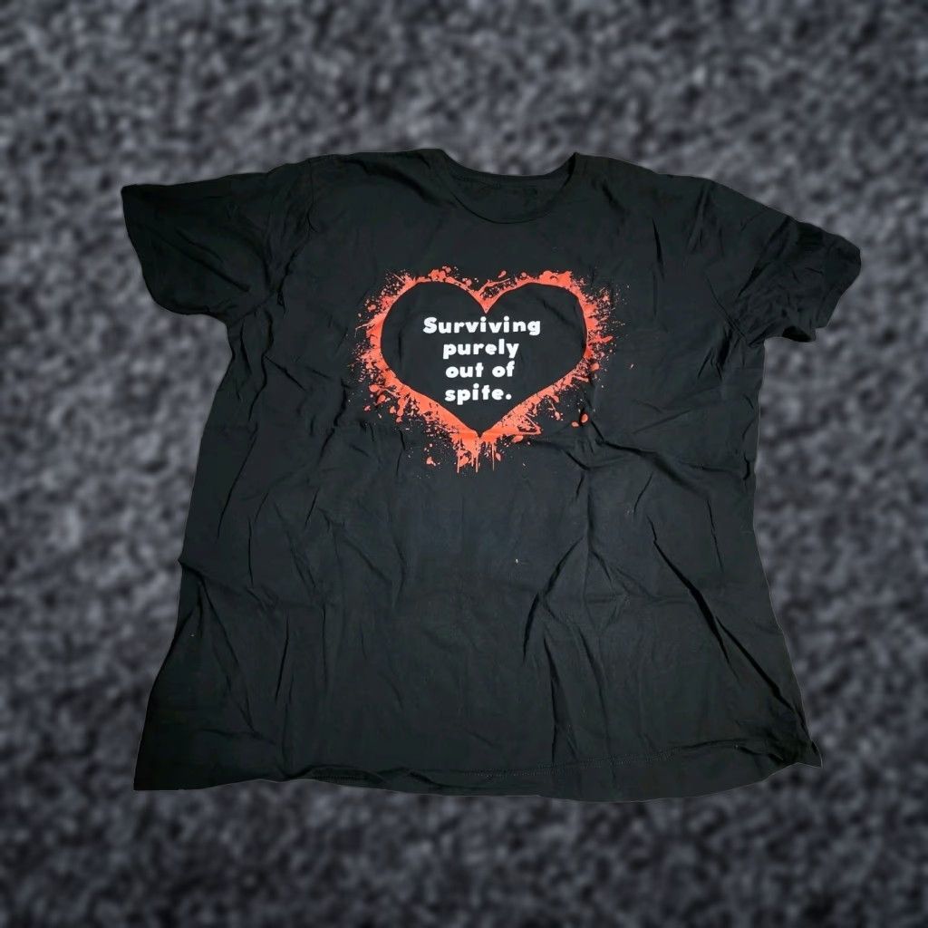 Vintage Funny Heart Attack T-Shirt Mens 3XL Black Cotton Crew Neck Gildan 5000 Size US XXL / EU 58 / 5 - 1 Thumbnail