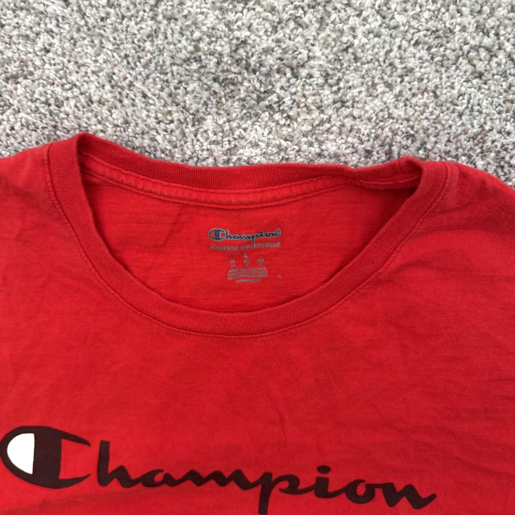 Champion Champion Shirt Mens Large Red Authentic Athleticwear Spell Out Logo Tee 42x28 Size US L / EU 52-54 / 3 - 4 Thumbnail