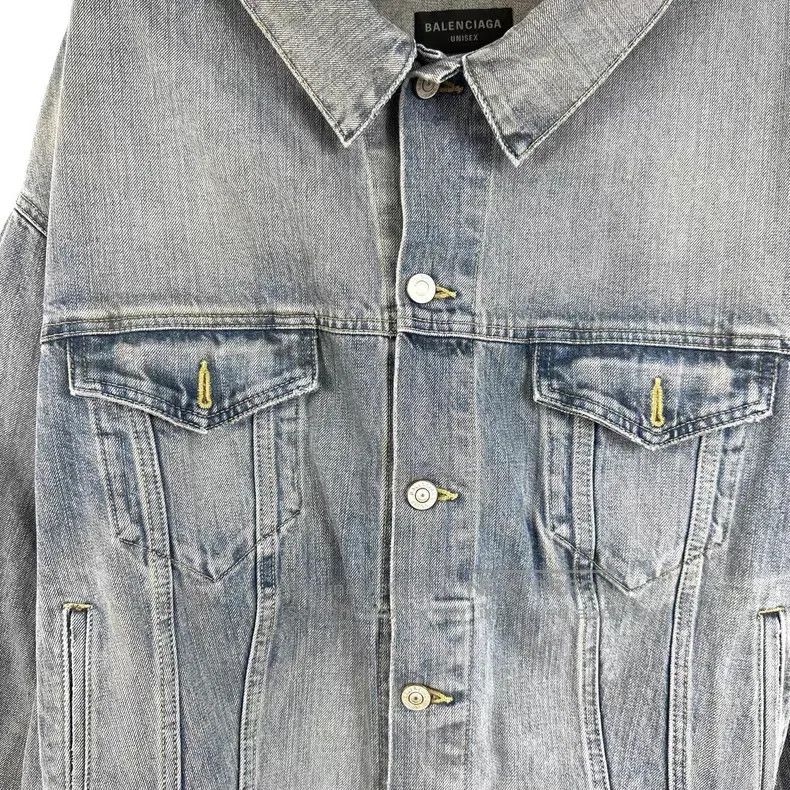 Balenciaga Balenciaga Rinse wash distressed asymmetric lapel denim ja Size US S / EU 44-46 / 1 - 5 Thumbnail