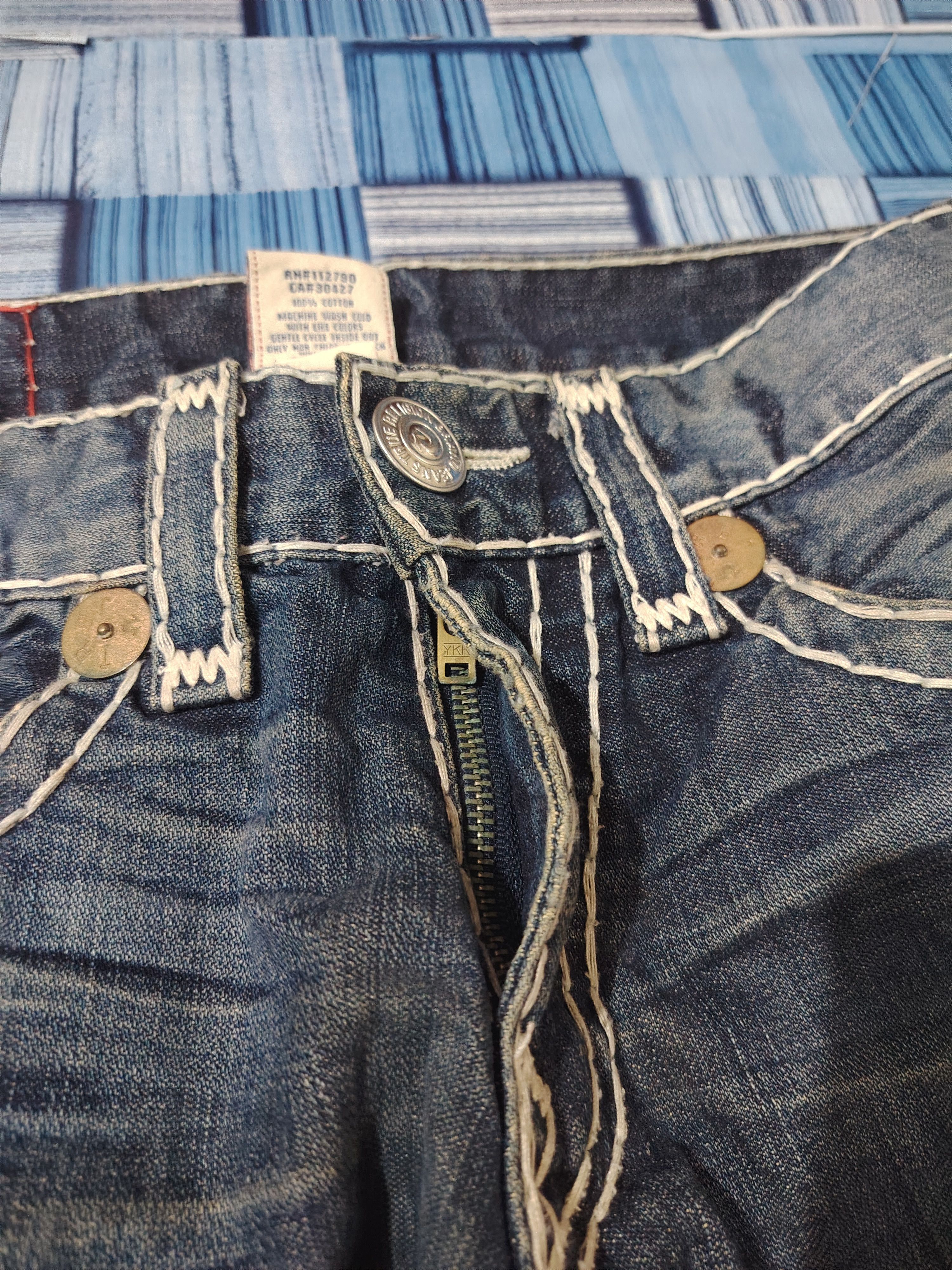 True Religion True Religion Jeans White Stitch Joey Super T Denim Flared Size US 31 - 14 Thumbnail
