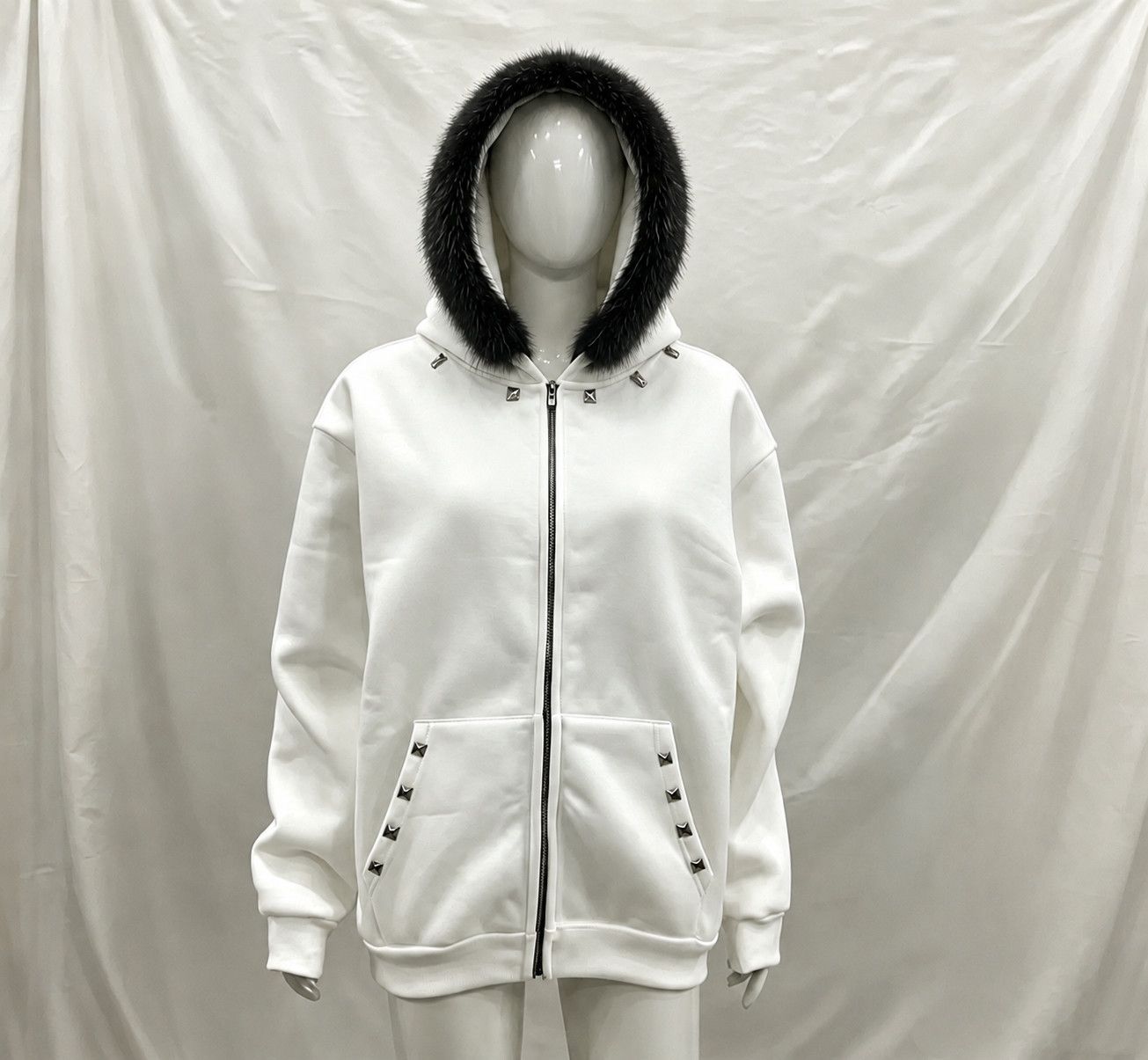 Other Fashion Punk Y2K Grunge Rivet Metal Flurry Hat Fur Hoodies Size US L / EU 52-54 / 3 - 4 Thumbnail