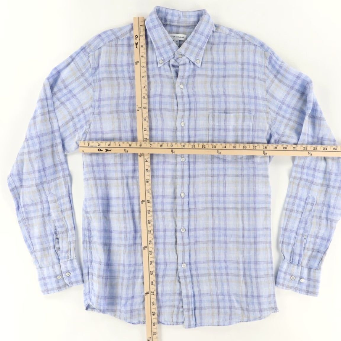 Peter Millar Peter Millar Beachwood Linen Plaid Button Down Shirt Lavender Men's M Size US M / EU 48-50 / 2 - 3 Thumbnail