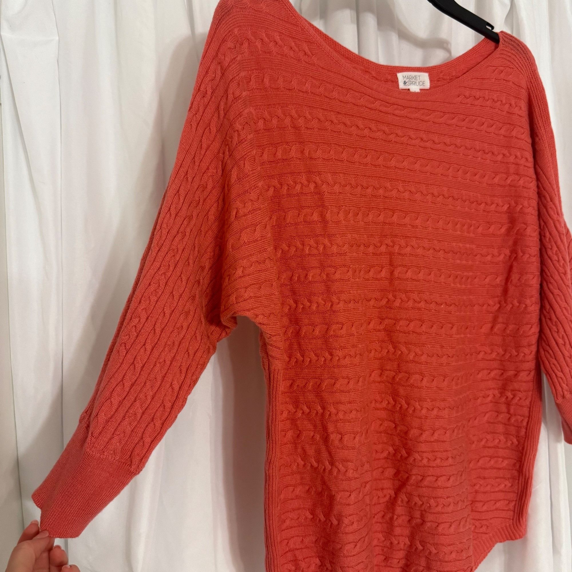 Other Market & Spruce Reviera Coral Cable Knit Dolman 3/4 Sweater Size S / US 4 / IT 40 - 6 Thumbnail
