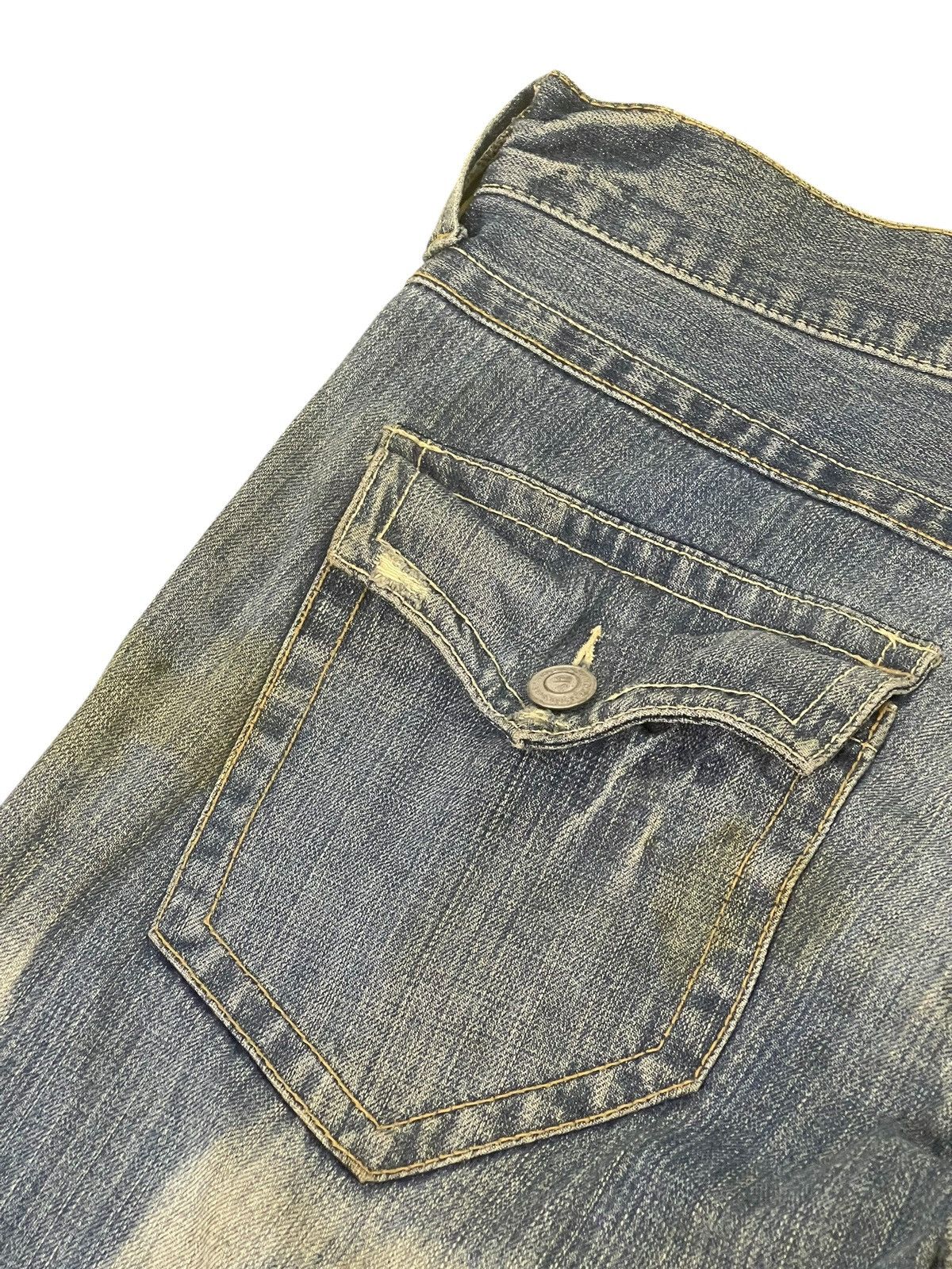 Japanese Brand Flare Jeans Rush Hour Distress Denim Boot Cut 2🟦2 Size US 35 - 19 Thumbnail