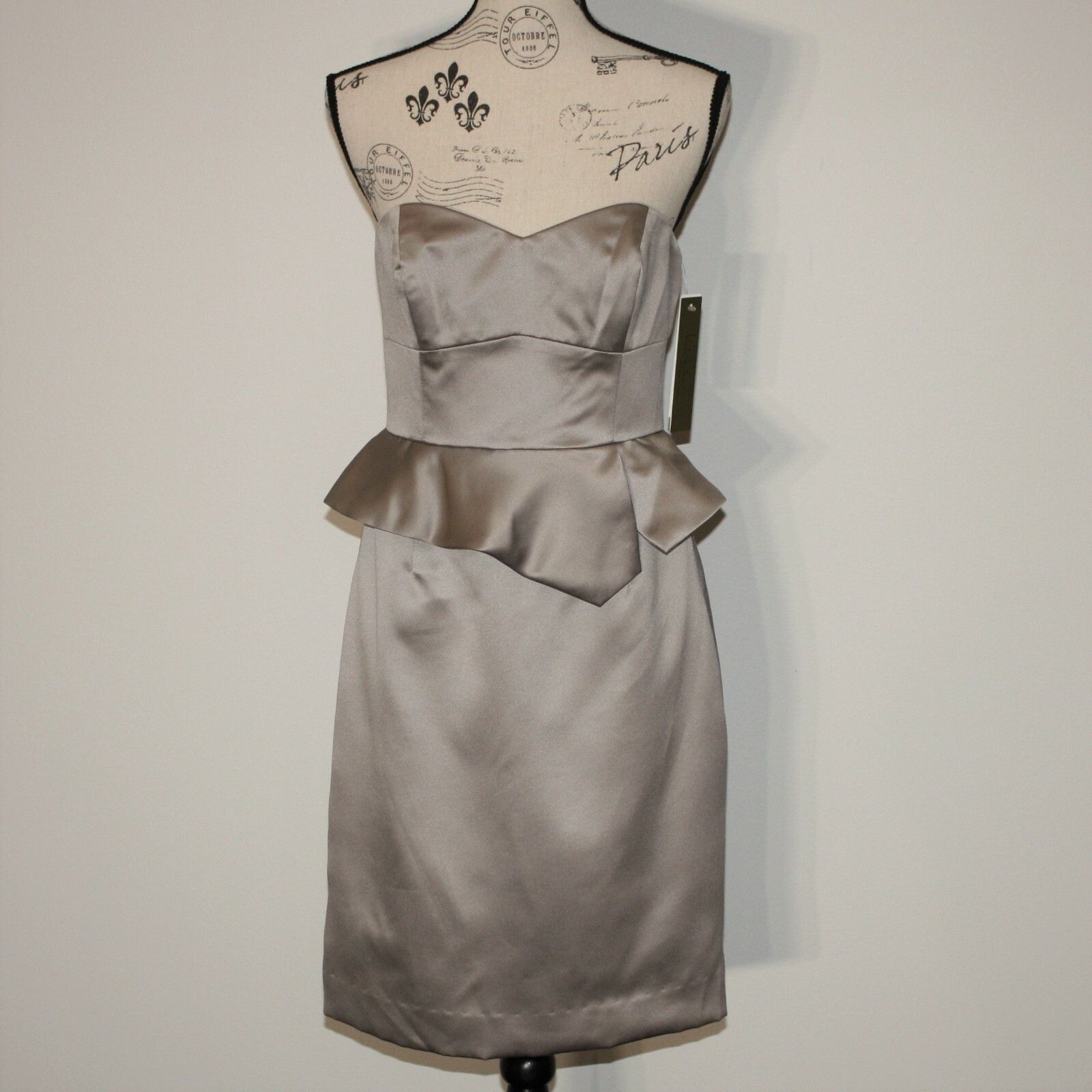 Nicole Miller Strapless Peplum Dress in Mocha and size 8 NWT MSRP $430 Size M / US 6-8 / IT 42-44 - 8 Thumbnail