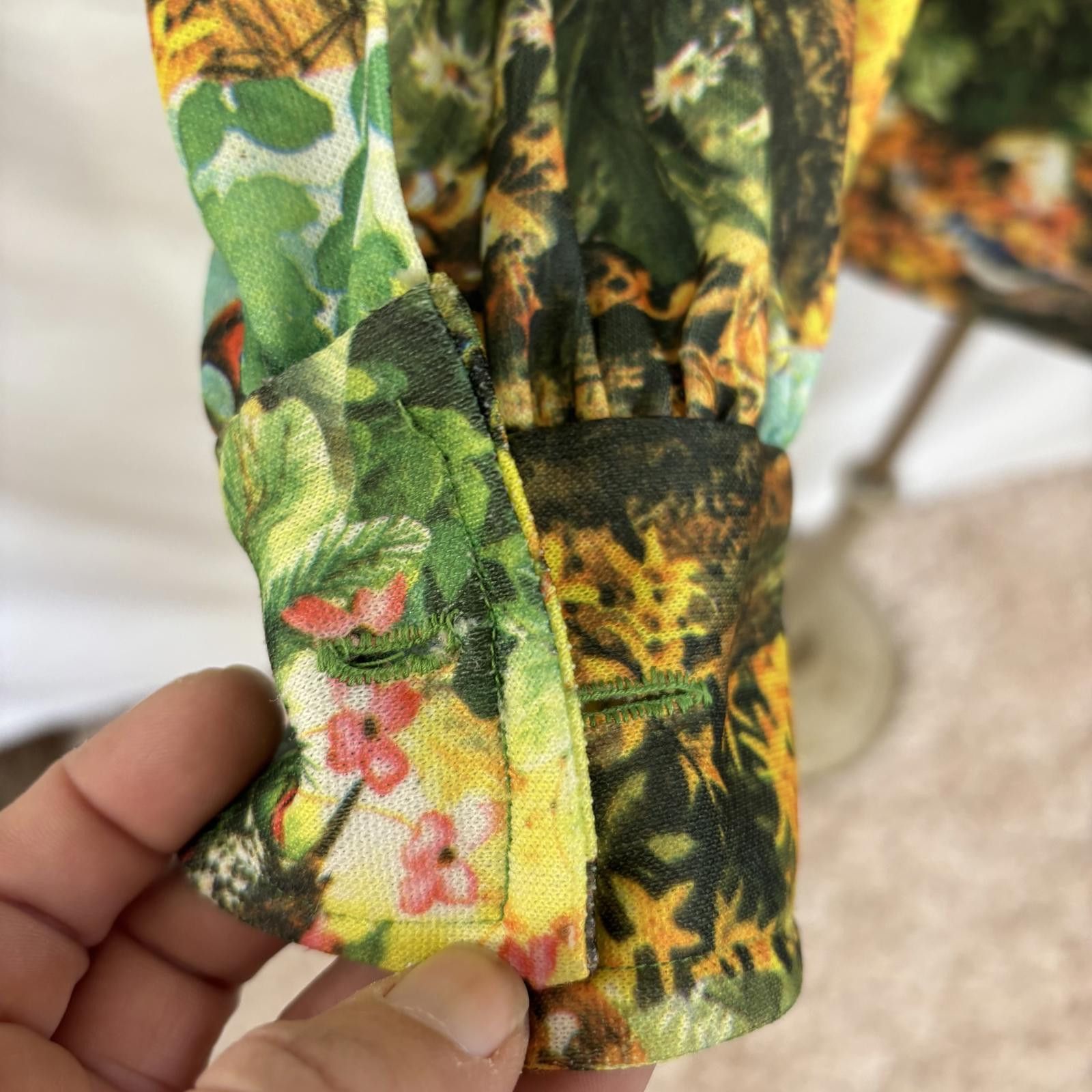 Other Vtg 70s homesewn floral foliage & birds dagger collar blouse Size M / US 6-8 / IT 42-44 - 3 Thumbnail