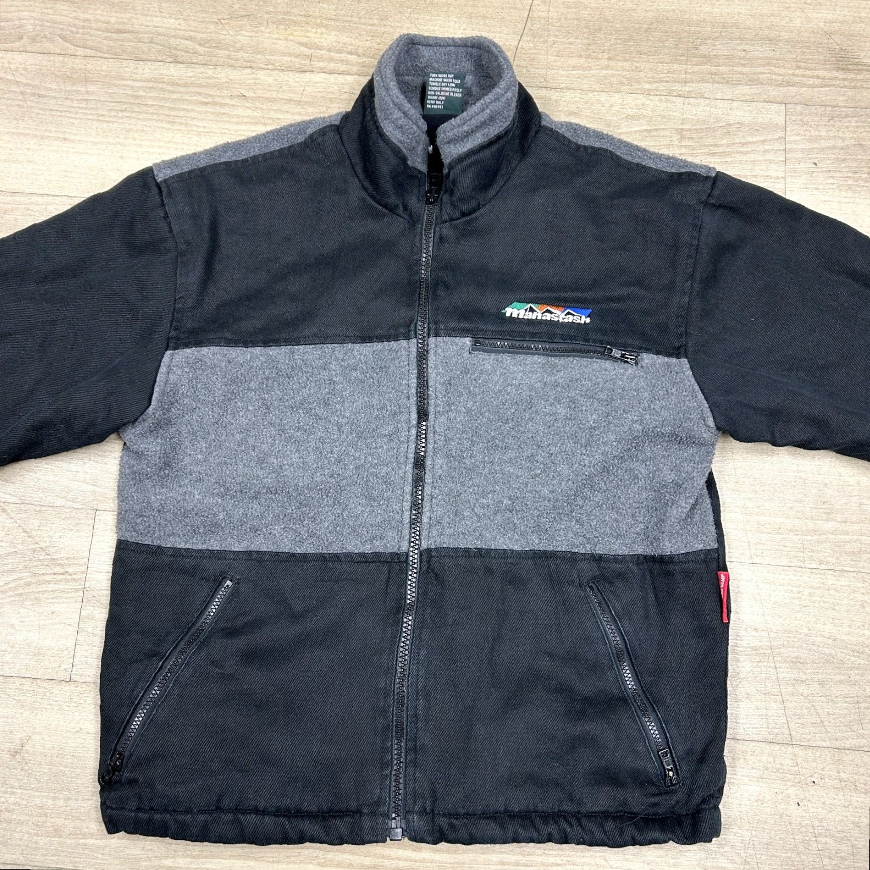 Kappa VINTAGE Manastash Jacket Mens Small Black Grey Fleece Hemp Polyester Seattle 90s Size US S / EU 44-46 / 1 - 5 Thumbnail