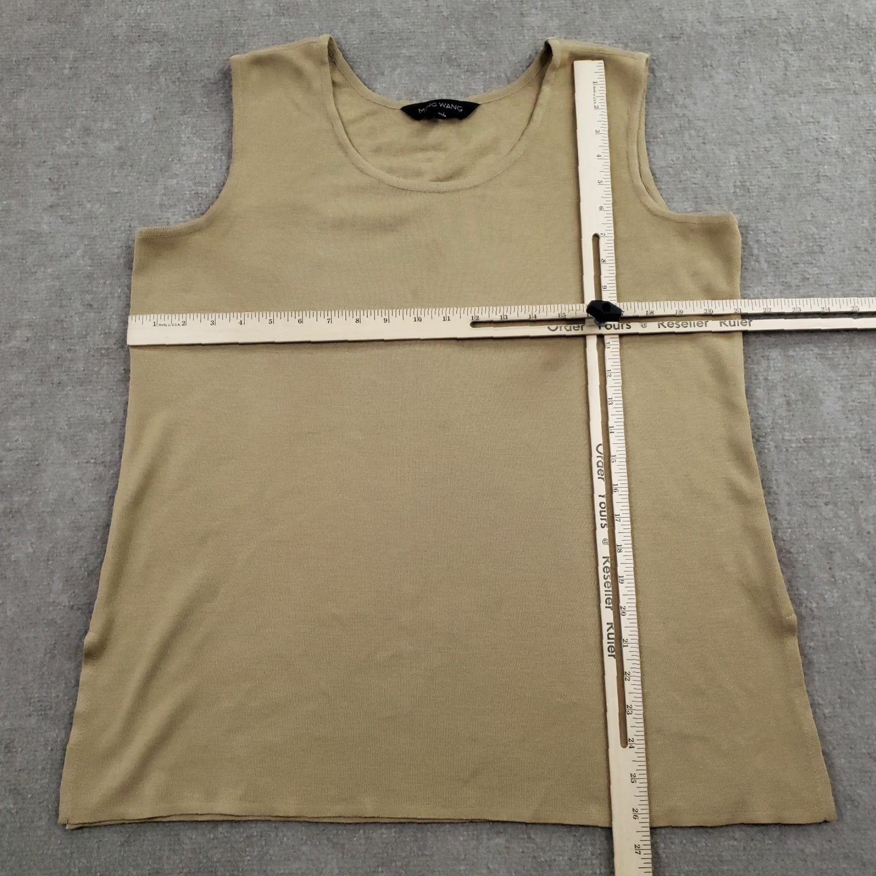 Vintage Ming Wang Tank Top Womens Large Beige Scoop Neck Sleeveless Knit Shell Basic Size L / US 10 / IT 46 - 2 Thumbnail