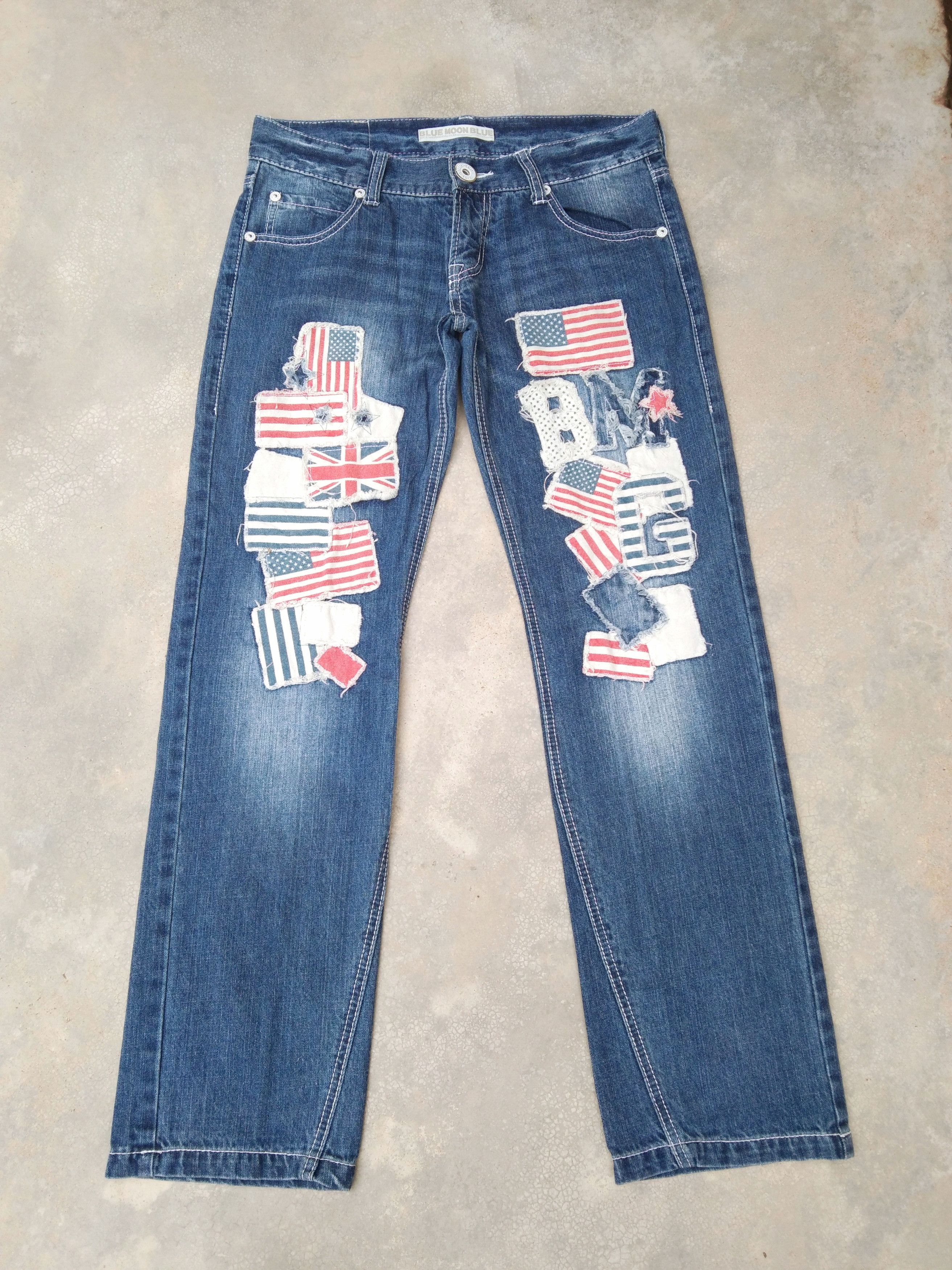 image of Japanese Blue Moon Blue Patches Jeans 32X31, Men's