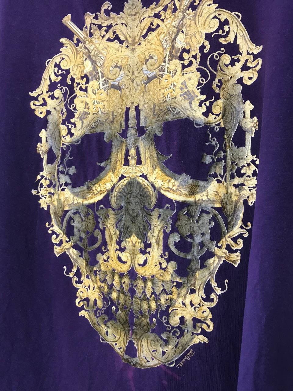 Roberto Cavalli 🔥 Just Cavalli Skull Logo T Shirt Purple Punk Y2K Size US XL / EU 56 / 4 - 7 Thumbnail