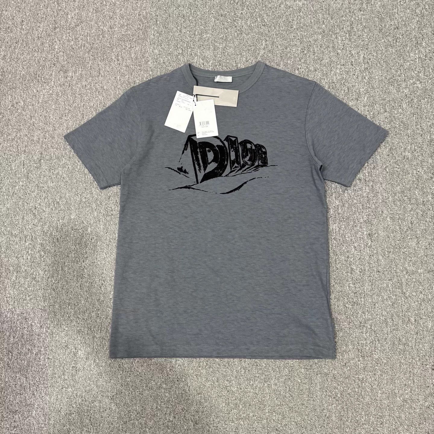 Dior Dior Gray Flocked Logo Short Sleeve Tee S New Size US S / EU 44-46 / 1 - 1 Thumbnail
