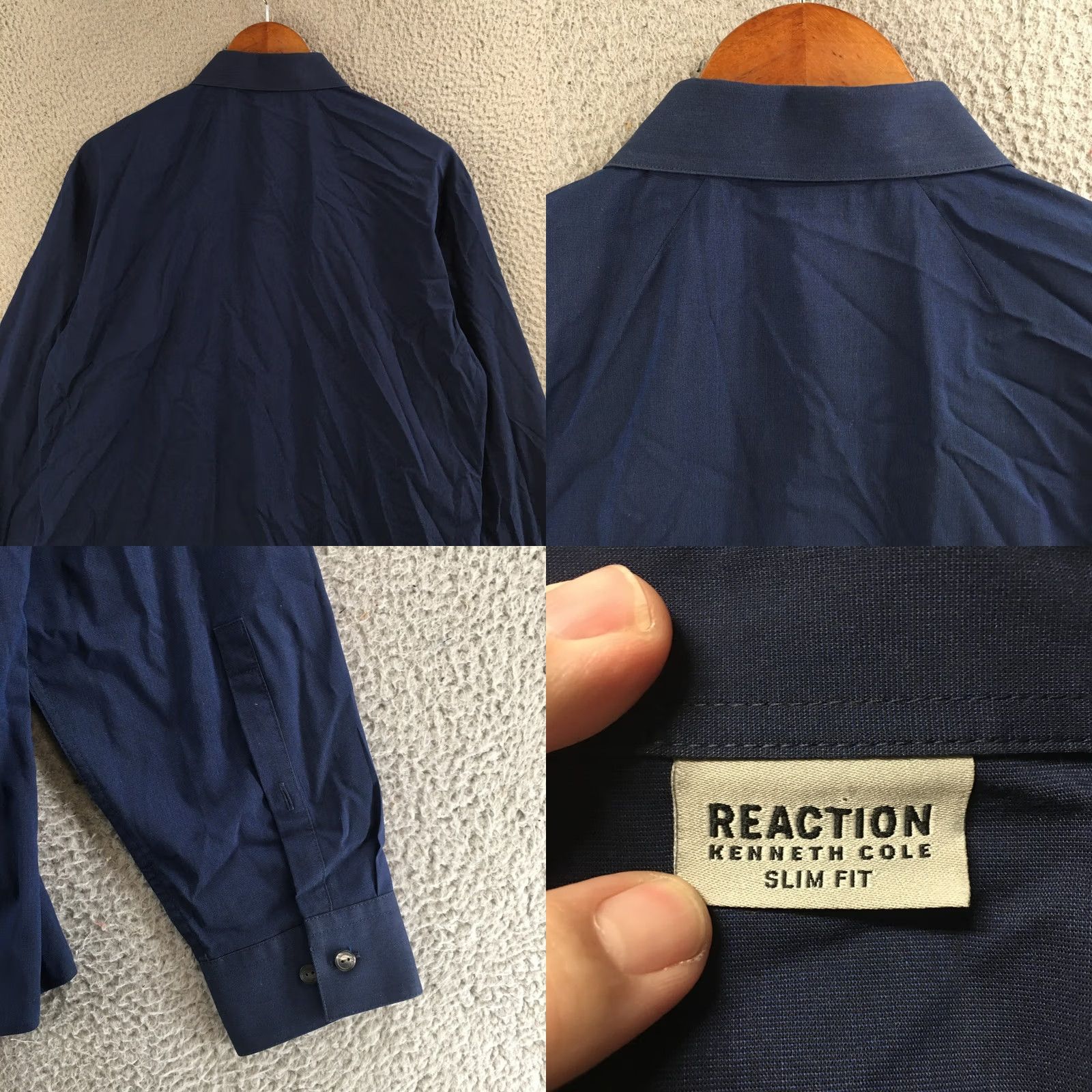 Kenneth Cole Kenneth Cole Reaction Dress Shirt Mens 16.5 Slim Fit Collared Long Sleeve Blue Size 46R - 8 Thumbnail