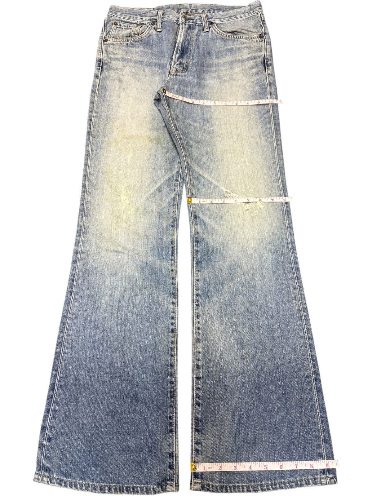 Edwin Exclusive Vintage Edwin XV Faded Wash Distress Flare Jeans Size US 30 / EU 46 - 8 Thumbnail