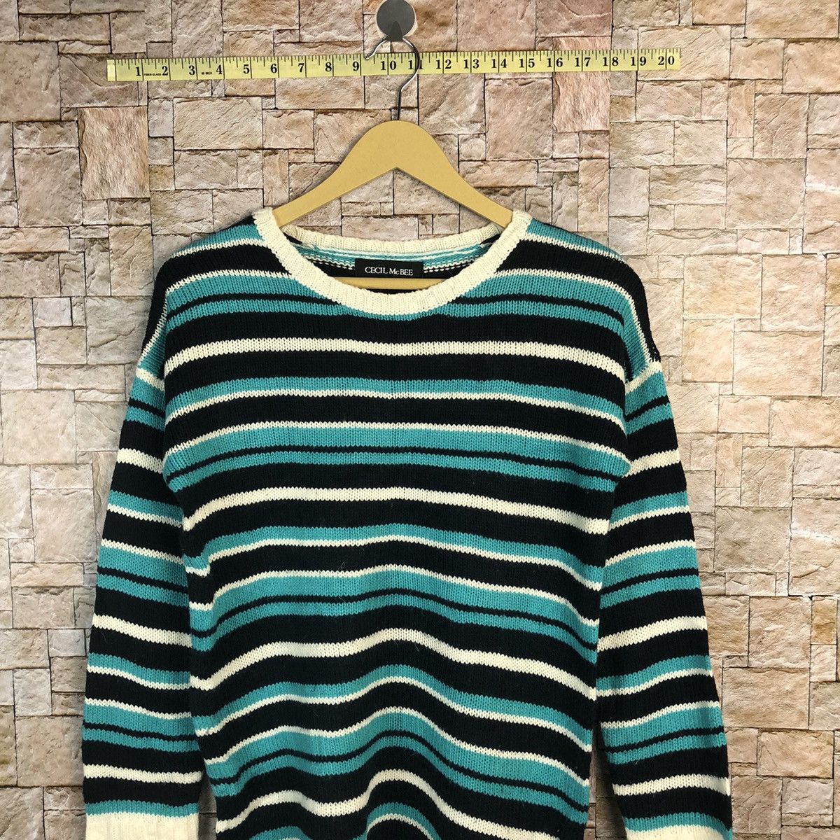 Designer × Japanese Brand × OVER THE STRiPES Cecil Mcbee Green Stripe Knitwear #A766 Size M / US 6-8 / IT 42-44 - 2 Thumbnail
