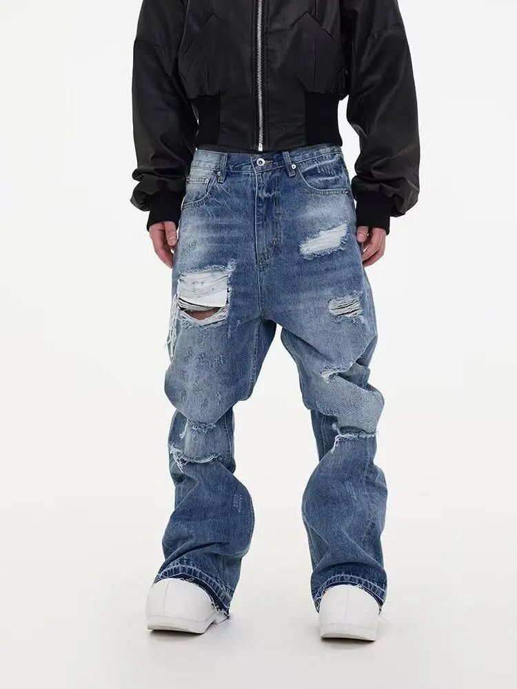 Japanese Brand Retro loose fringe slightly flared jeans Size US 32 / EU 48 - 5 Thumbnail