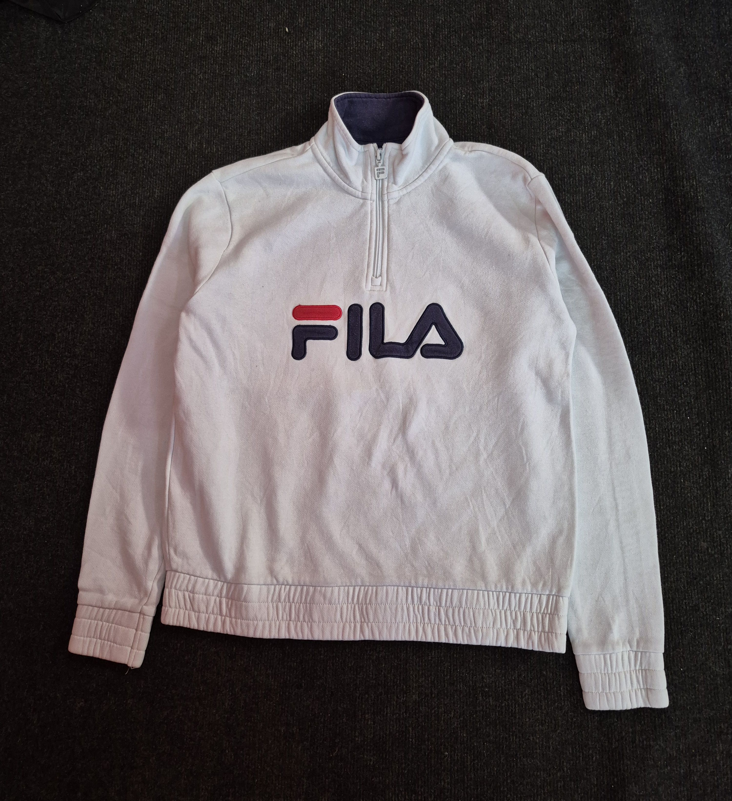 Fila 🔥 Fila Big Logo Spellout Half Zipper Sweater Sweatshirt Size US S / EU 44-46 / 1 - 1 Thumbnail
