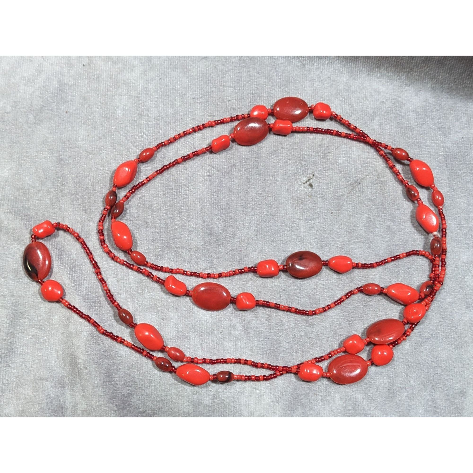 Other Bold Red Glass And Acrylic Beaded Opera Necklace Size ONE SIZE - 7 Thumbnail