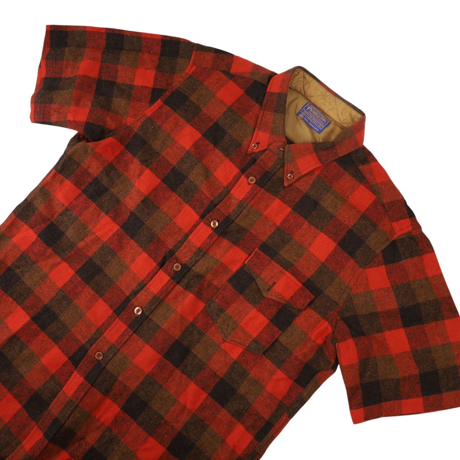 Pendleton × Vintage Vintage Pendleton %100 Wool Short Sleeve Button Up Shirt Size US XL / EU 56 / 4 - 2 Thumbnail