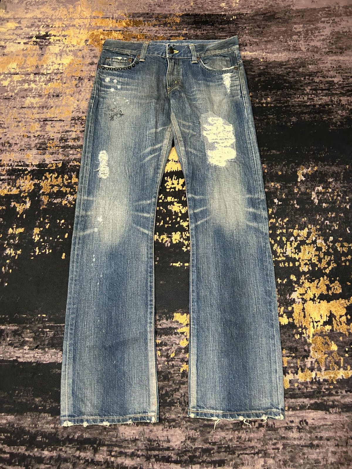 Hysteric Glamour Edwin Japan Studded Distressed Jeans Size US 32 / EU 48 - 2 Thumbnail