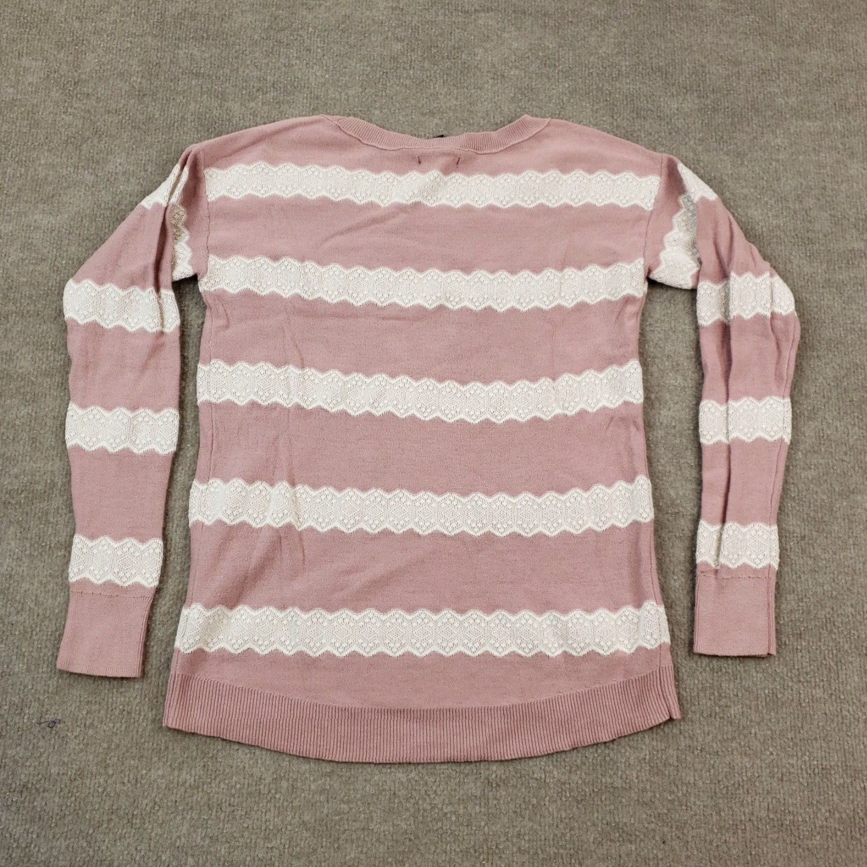 American Eagle Outfitters American Eagle Womens Pink White Striped Crew Neck Knit Sweater Small Size S / US 4 / IT 40 - 7 Thumbnail