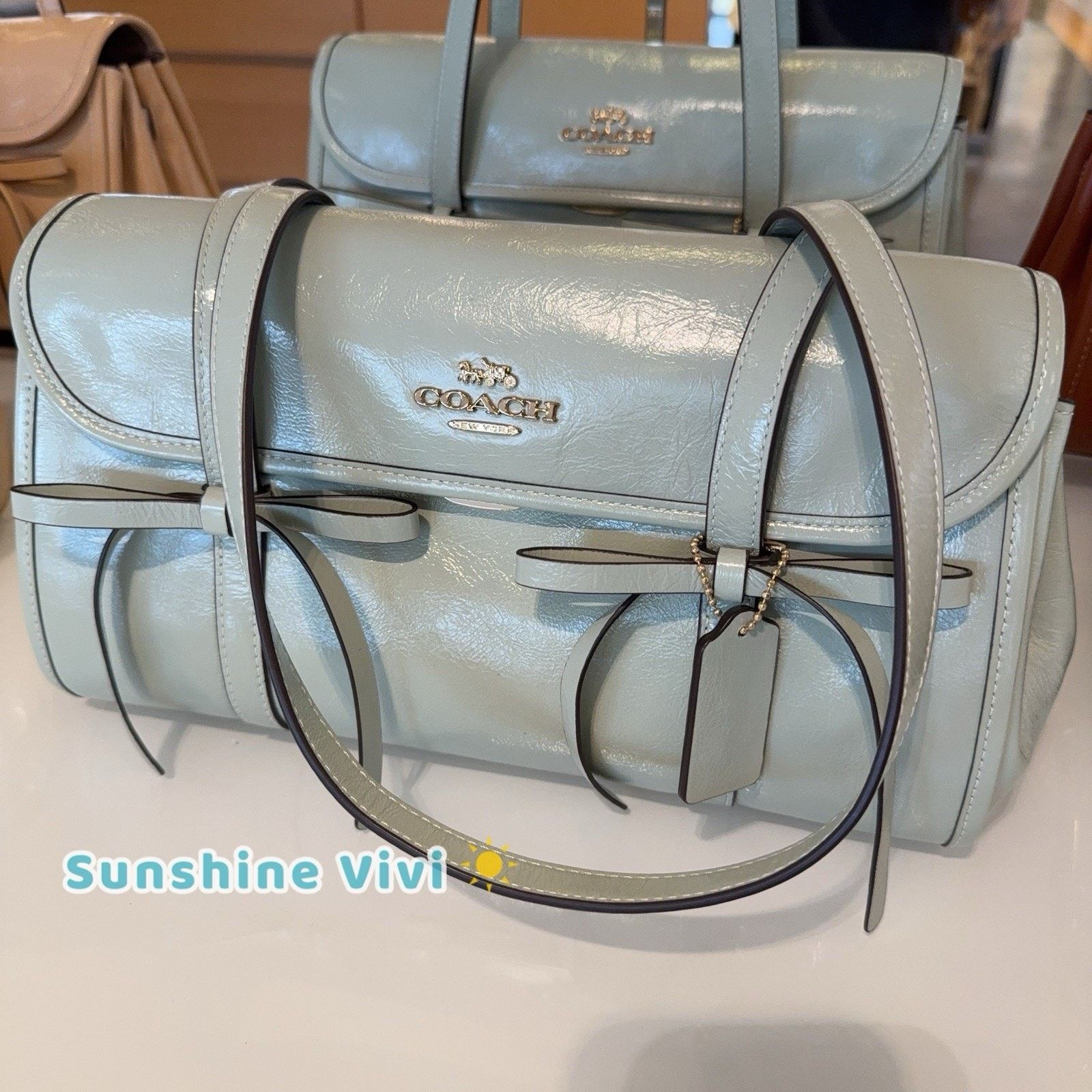 Coach NWT Coach Bridget Flap Shoulder Bag Bows CDY94 Pistachio Size ONE SIZE - 3 Thumbnail