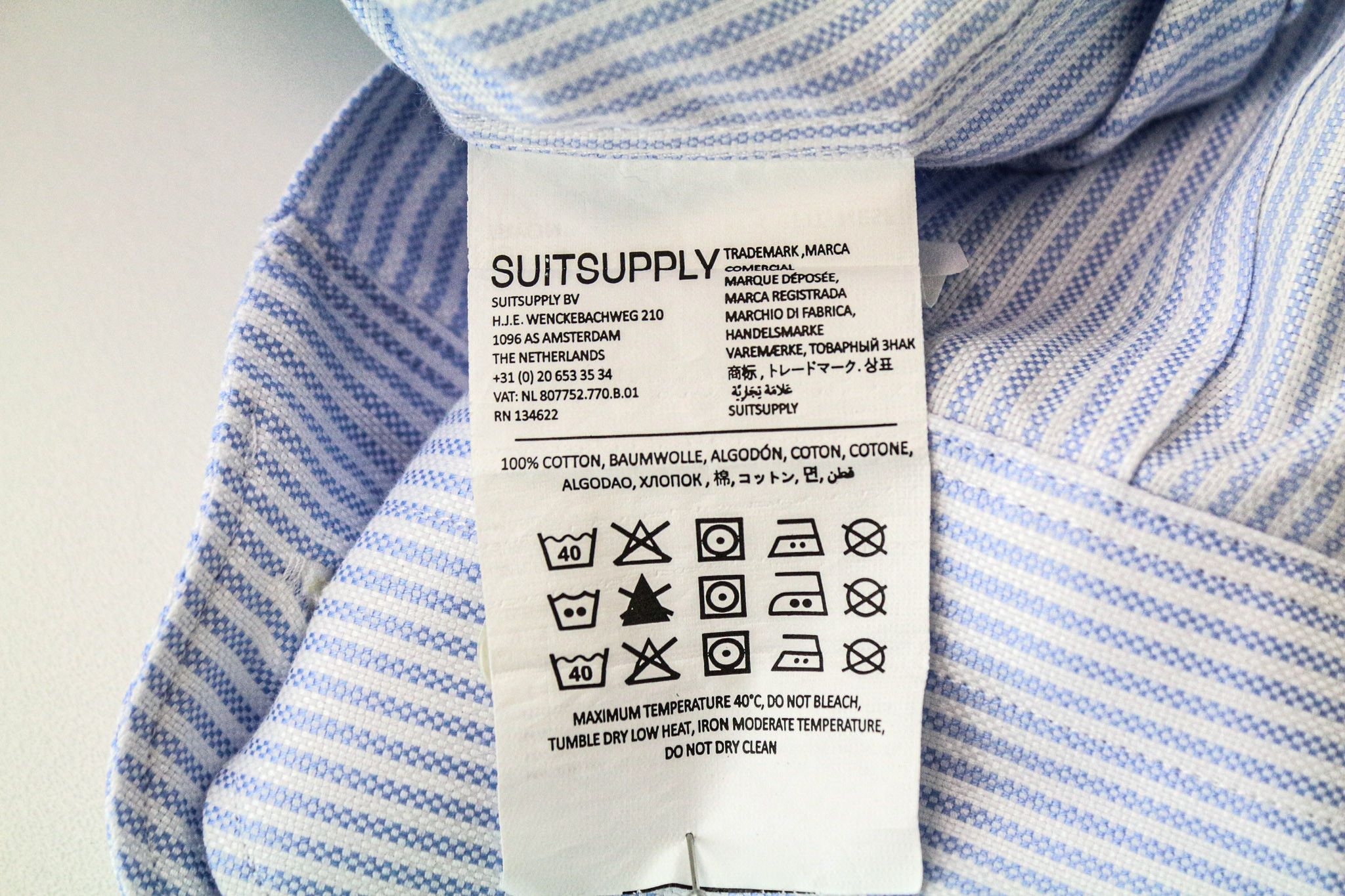 Suitsupply 37/14 1/2 Extra Slim Blue Cotton Striped Shirt 75475 Size US S / EU 44-46 / 1 - 6 Thumbnail